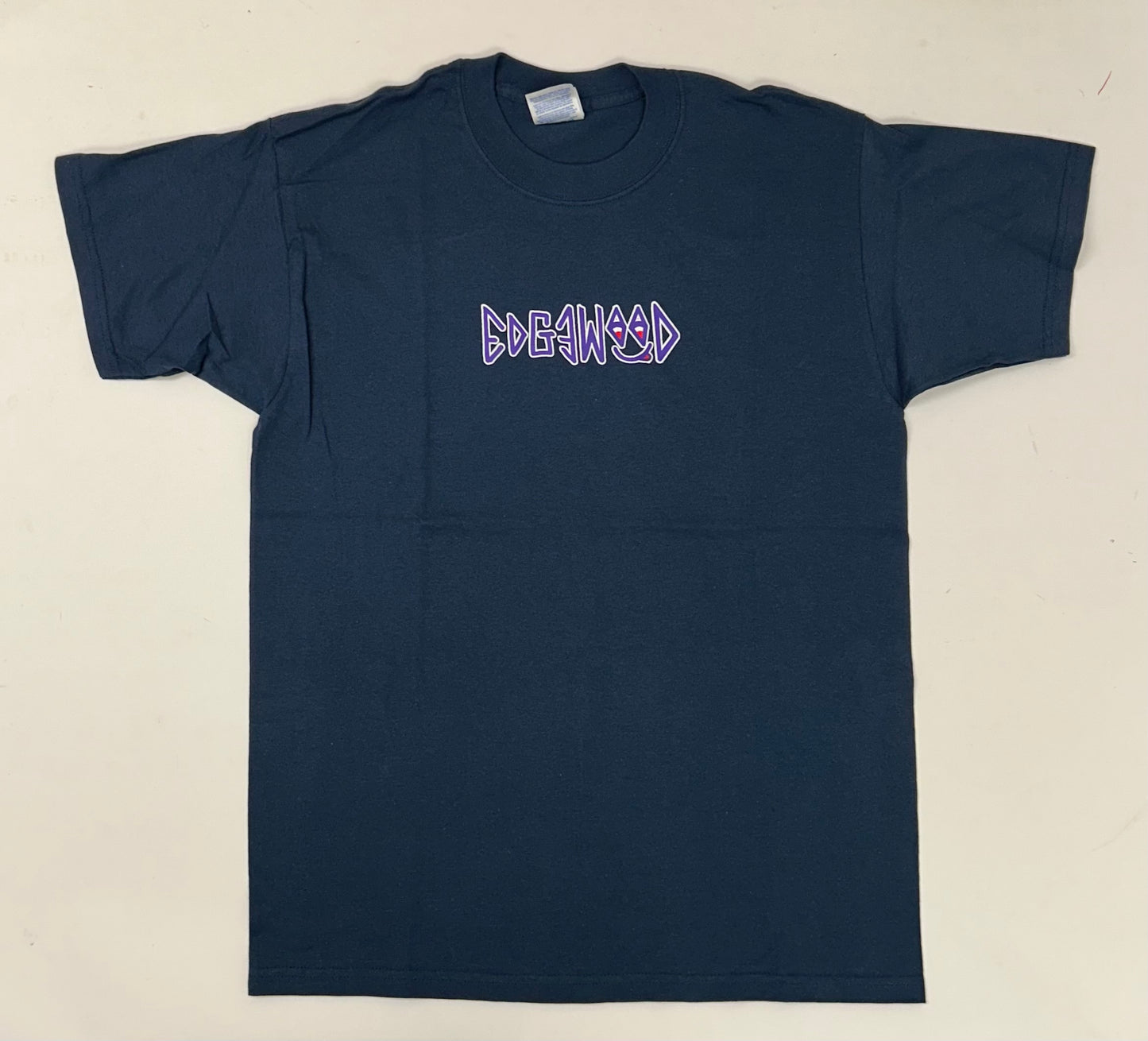 Edgewood NJ first edition “Deeper Than The Roots.” Tee Large 22.25x31 Inches 00s Gildan 100% Cotton USA/Honduras Slate Blue