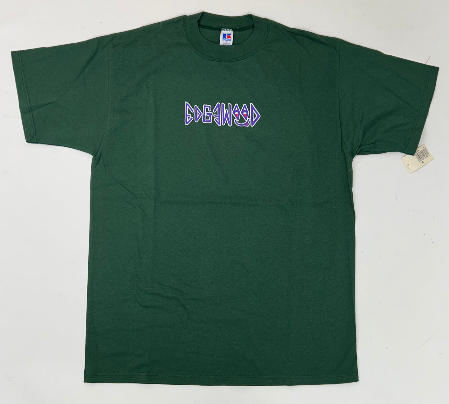 Edgewood NJ first edition “Deeper Than The Roots.” Tee XL 23.25x32 Inches 90s Russell Athletic Blank 100% Cotton USA Deep Forest Green