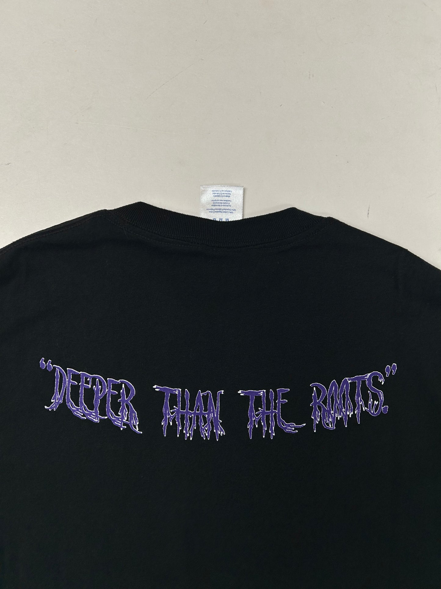 Edgewood NJ first edition “Deeper Than The Roots.” Tee Medium/Small 18.5x27.75 Fit 00s JERZEES 50/50 Blend Black