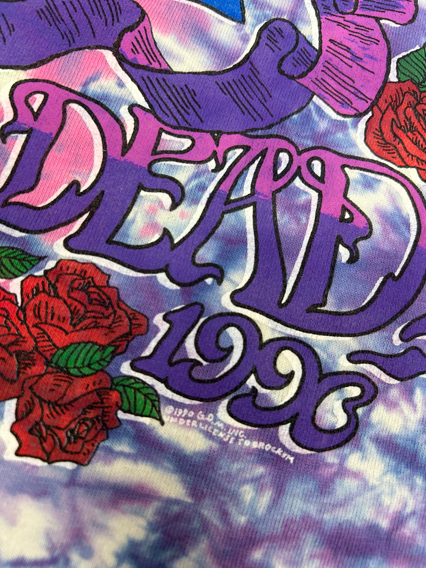 Vintage Grateful Dead 25 Years Dead 1990 Tie Dye Skeleton Music Band Tee Large 22x28.75 Inches