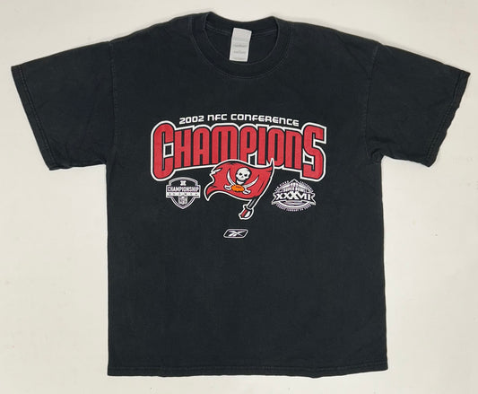 Vintage Tampa Bay Buccaneers 2002 NFC Conference Champions Super Bowl XXXVII 2003 NFL Tee Large 21.25x27.5 Inches