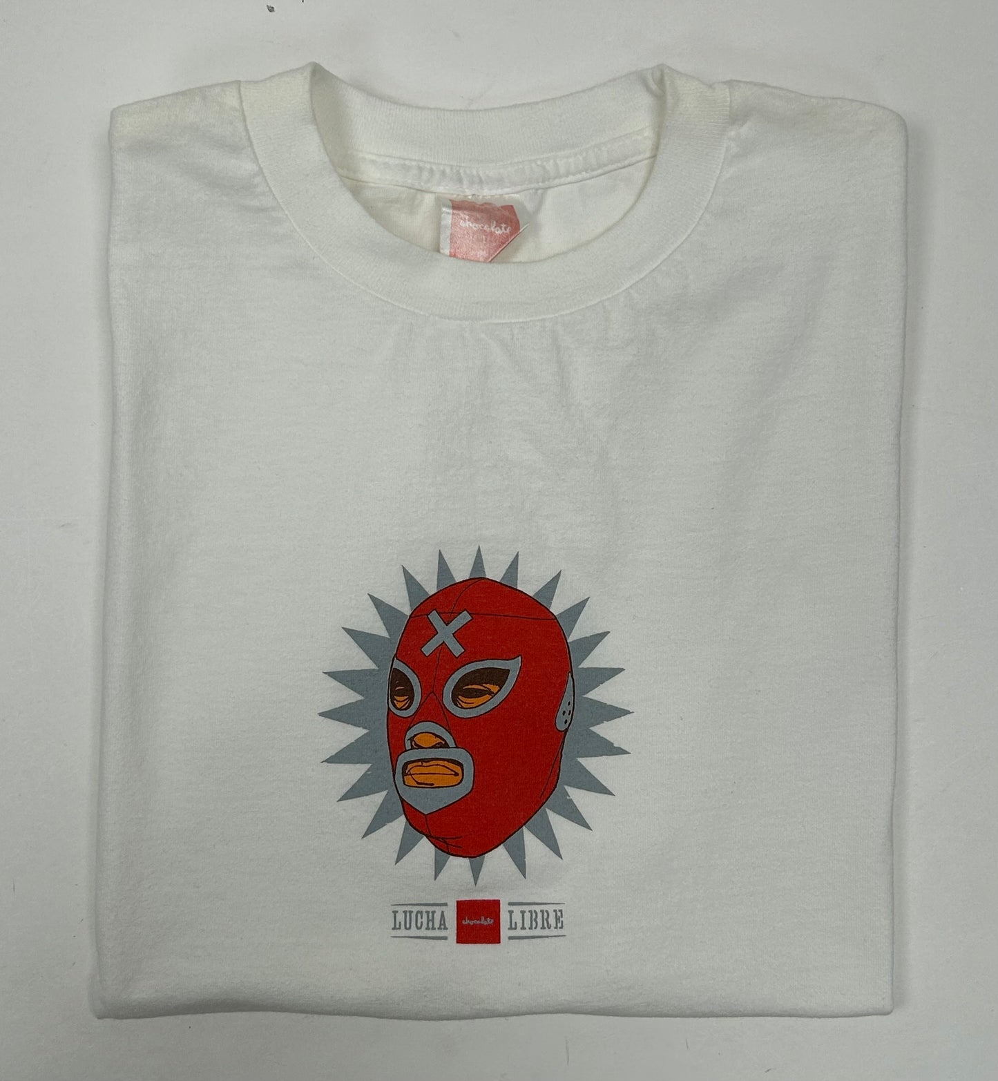 Vintage Chocolate Skateboards Lucha Libre Skate Graphic Tee 2003 Large 21.25x27.5 Inches