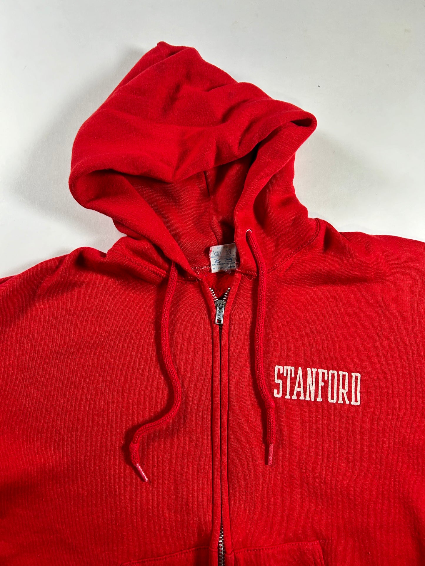 Vintage 80s Artex Stanford University Zip Up Hoodie Sweatshirt Made in USA 21x23 Inches