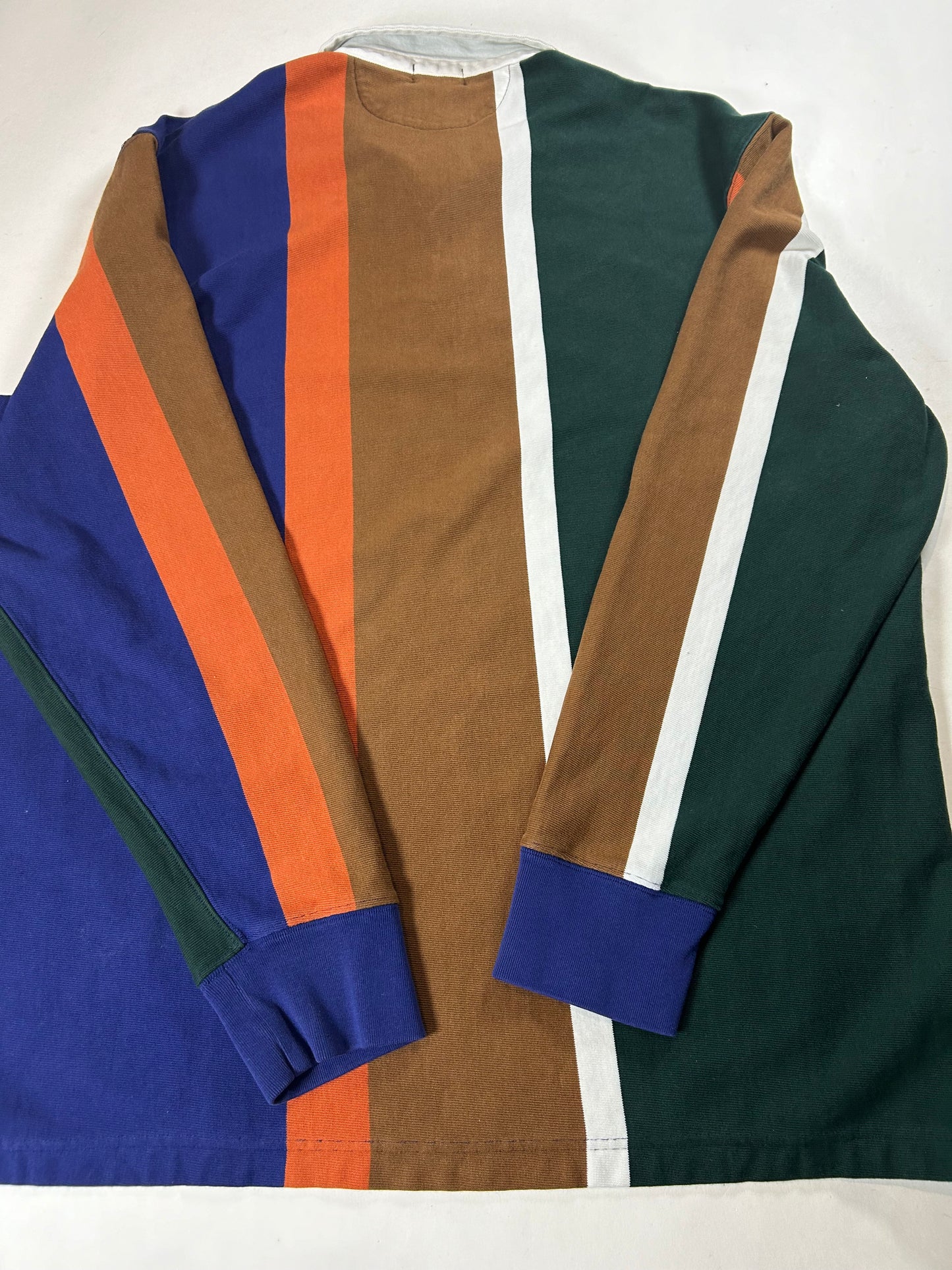 J. Crew Rugby Polo Big Stripe Color Long Sleeve Shirt XL 25x30.25 Inches FA22