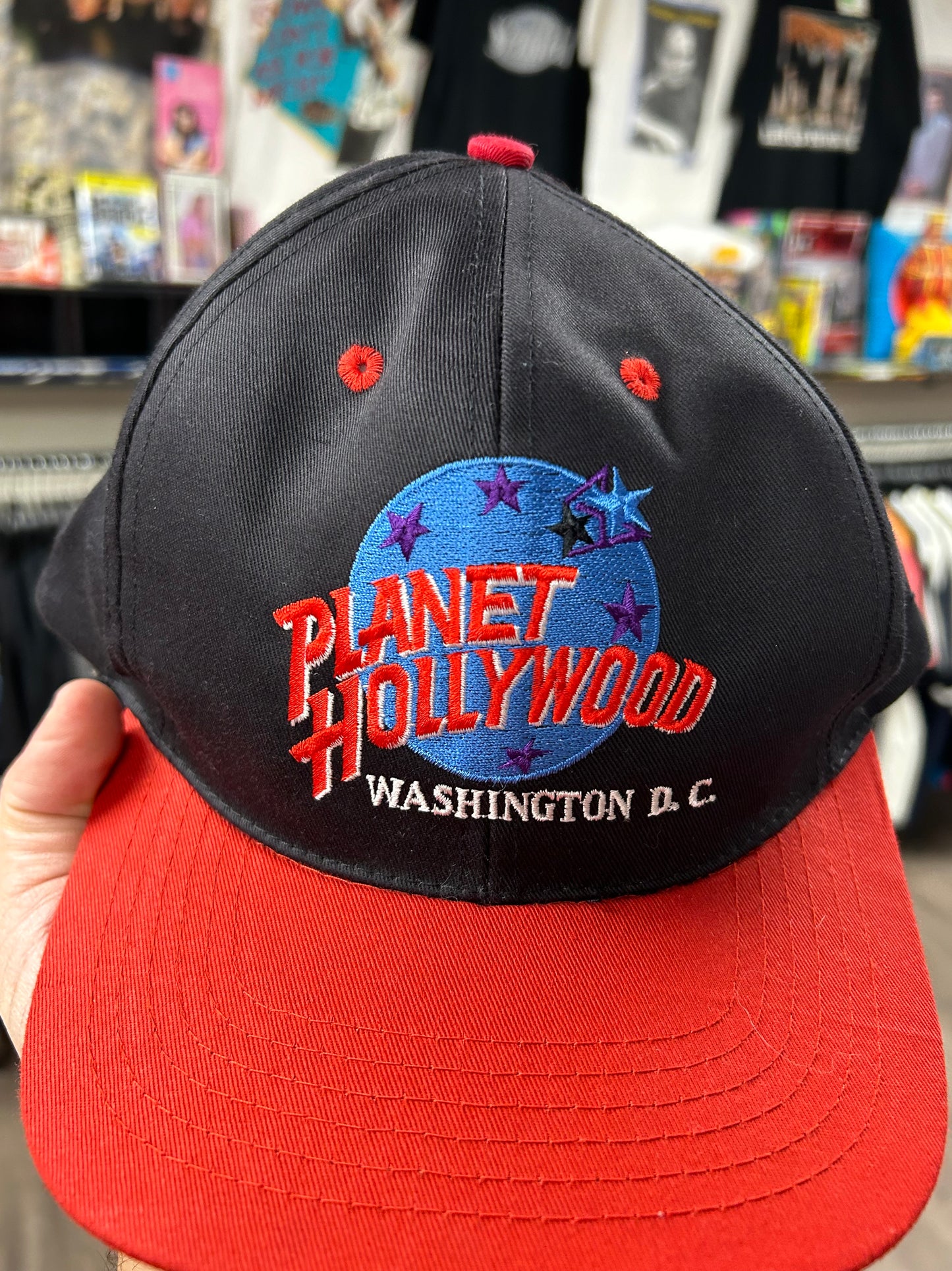 Vintage Planet Hollywood Washington D.C. Snapback Hat Adjustable 90s Black/Red