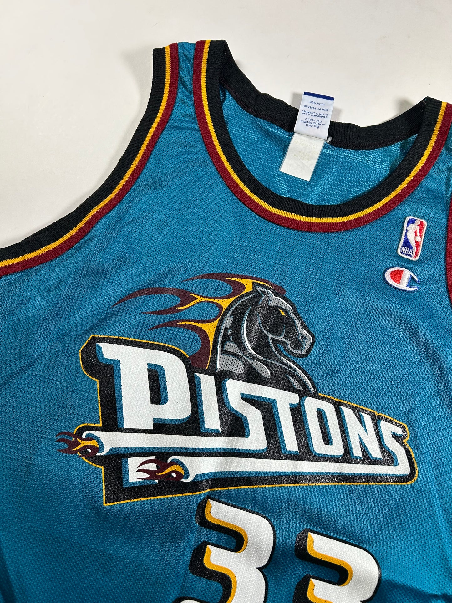 Vintage 90s Grant Hill Detroit Pistons NBA Champion Jersey Size 44 Large 21.25x30.75 Inches As Is