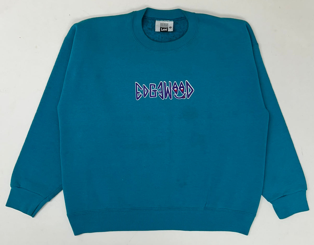 Edgewood New Jersey Deeper Than The Roots Crewneck Sweatshirts Lee Tag Turquoise Blue Boxy M/L Fit 24.25x25 Inches As Is