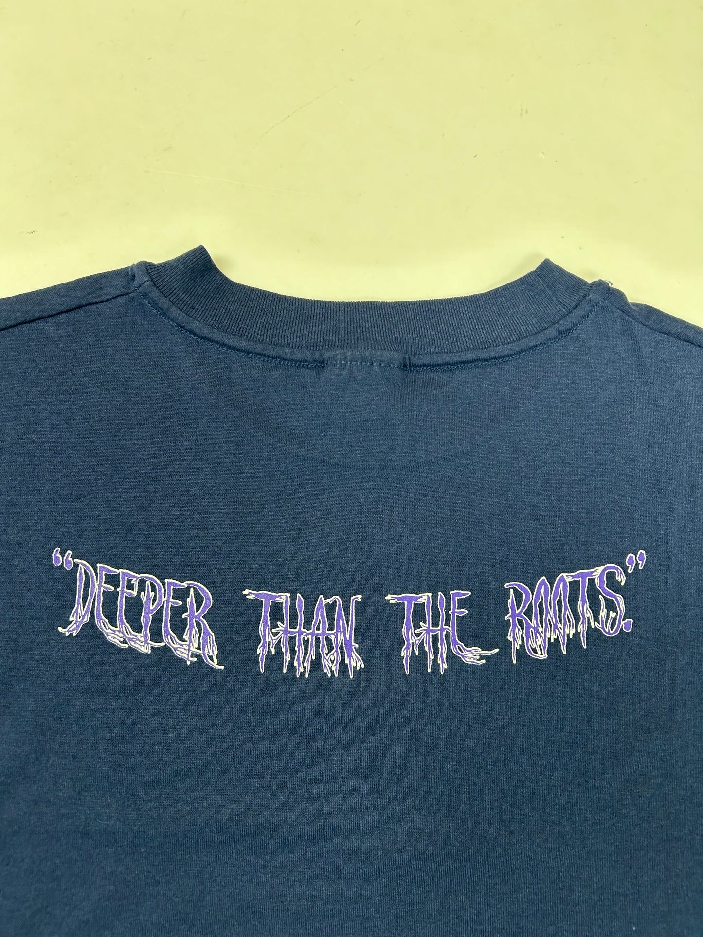 Edgewood NJ first edition “Deeper Than The Roots.” Tee 3XL 28.5x30.25 Inches Hanes Heavyweight 50/50 Blend Navy Blue