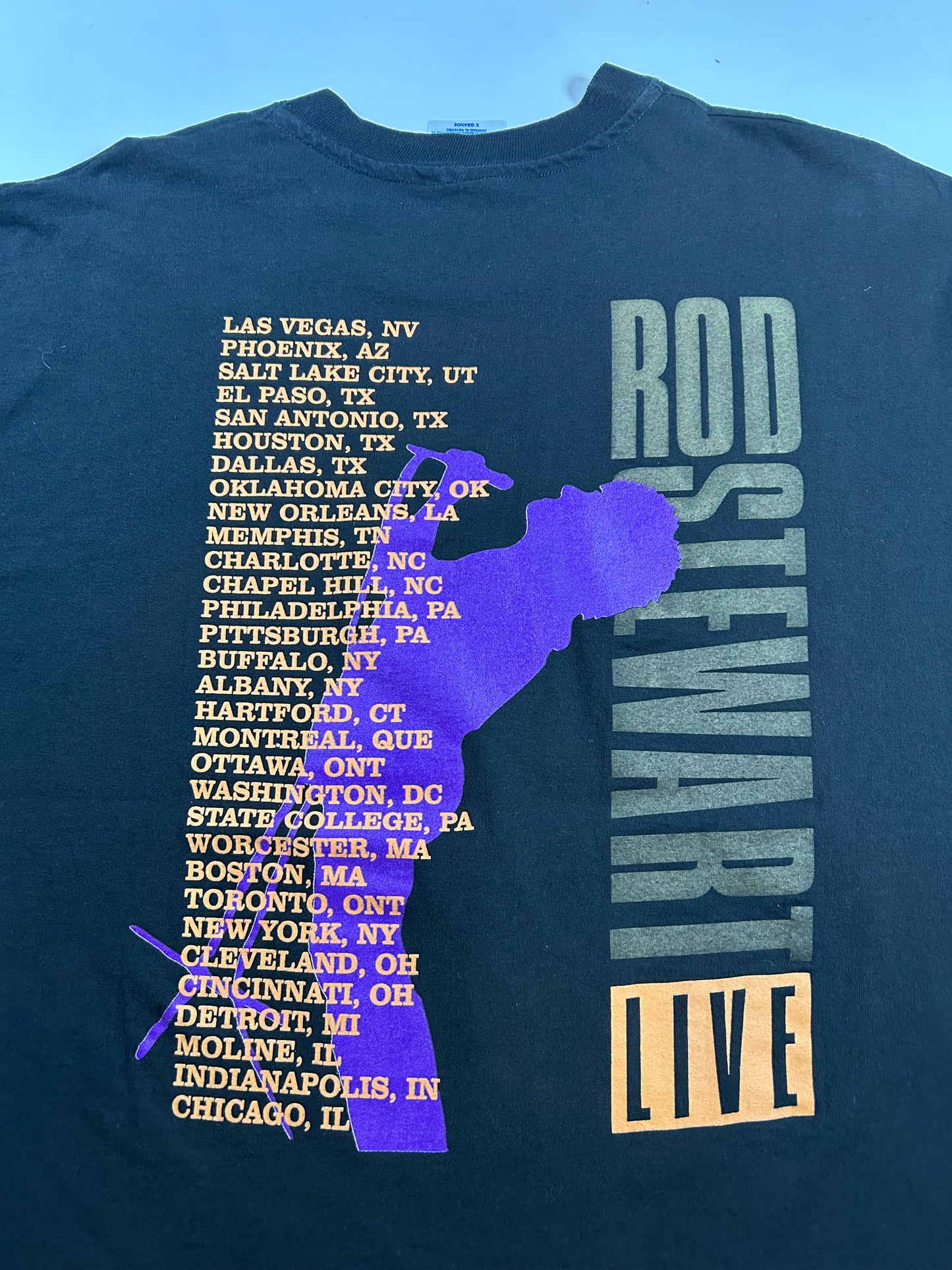 Vintage Rod Stewart Live Tour Band T-Shirt 22.25x27.5 Inches Music 1995 90s Tee