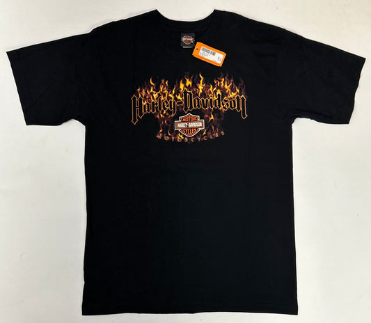 2006-2007 Harley Davidson Motorcycles Fire Starter Bruce Rossmeyer’s Boca Raton Florida Dealer Tee XL 23.5x33 Inches DS Brand New Old Stock