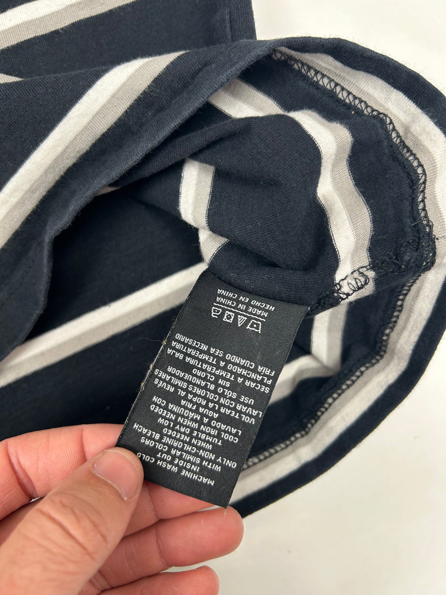 HUF Striped Embroidered Logo Long Sleeve Tee Small 18.25x26 Inches Black/White