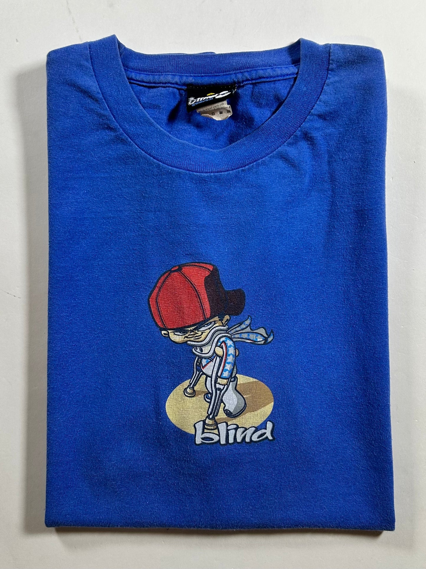 Vintage Blind Skateboards Josh Kasper Stunt Man Graphic Skate Tee Large Made In USA 2001