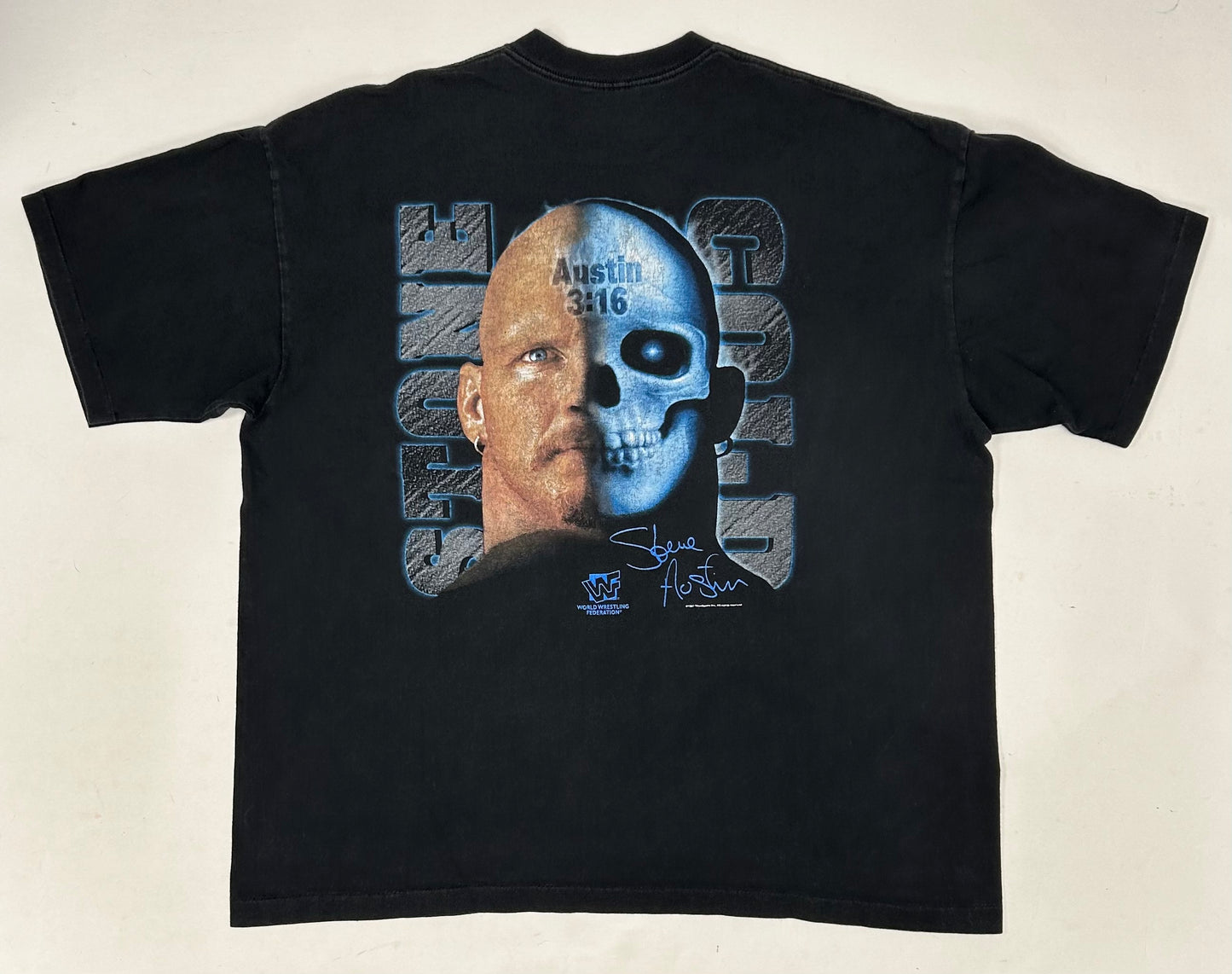 Vintage 1997 WWF Stone Cold Steve Austin Other Side Jackass Skull Graphic Wrestling Tee 2XL 25.75x29.75 Inches