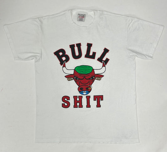 Vintage Chicago Bulls Dennis Rodman Green Hair Bull Bull Sh*t Graphic Tee Large 21.5x28.25 Inches