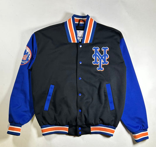 Vintage New York Mets Majestic Jacket MLB Baseball Snap Buttons Has Flaw See Med
