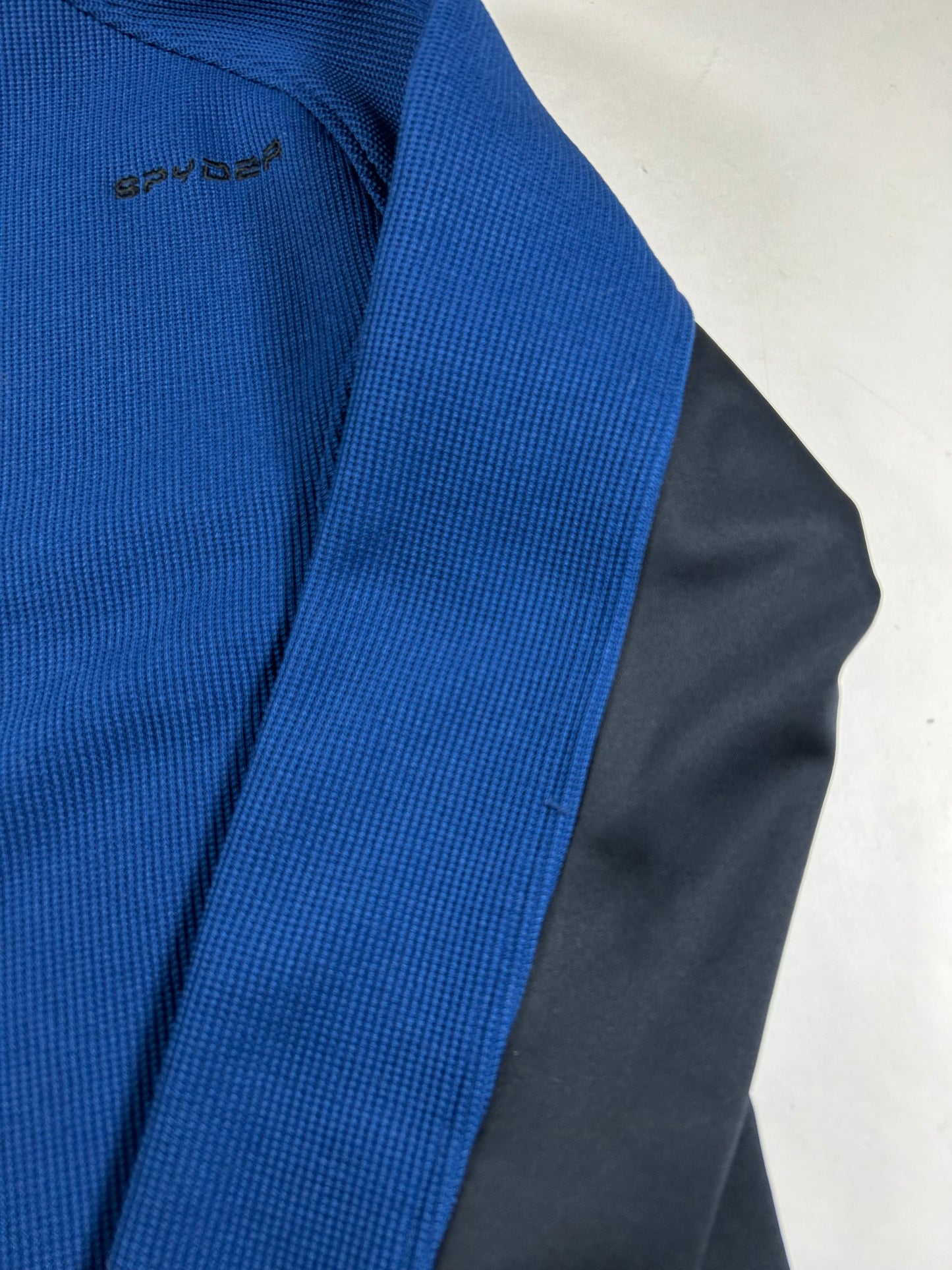 Spyder 1/4-Zip Knit Pullover Jacket Sweater Blue/Black Men’s XL 24.25x30.5 Inches F22