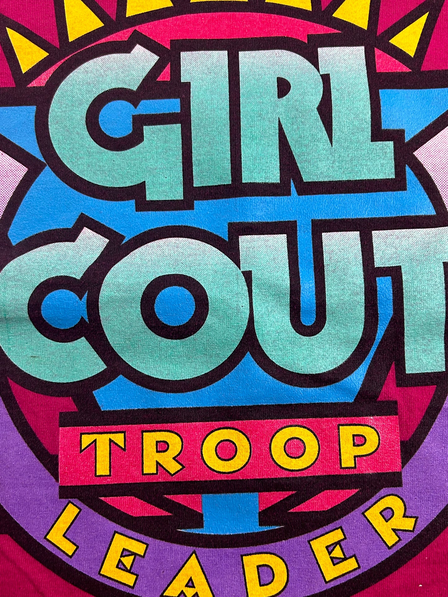 Vintage 90s Girl Scouts Troop Leader Cookies Pink Graphic T-Shirt XL 23.75x29 Inches As Is Has Wear