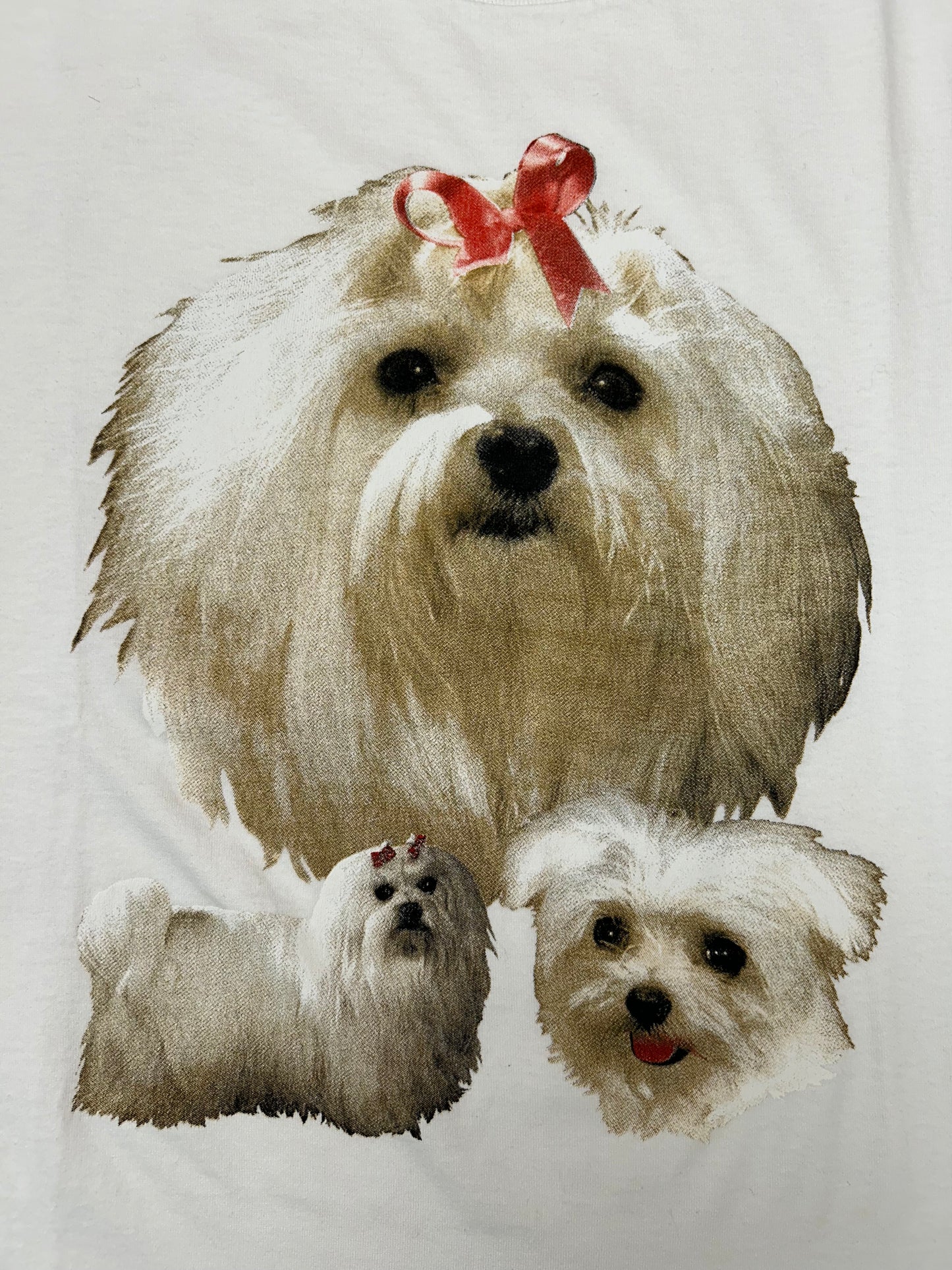 Vintage 00s Dog Print Tee Medium 20.25x26.75 Inches As Is White