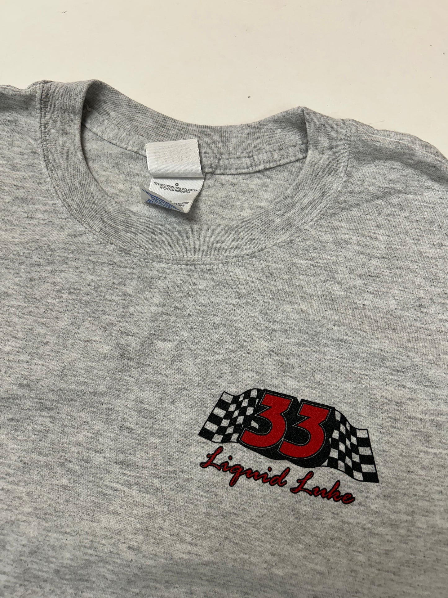 Vintage 2000s Liquid Like Team 33 Munroe Racing Car Tee Large 21.5x29 Inches Gray