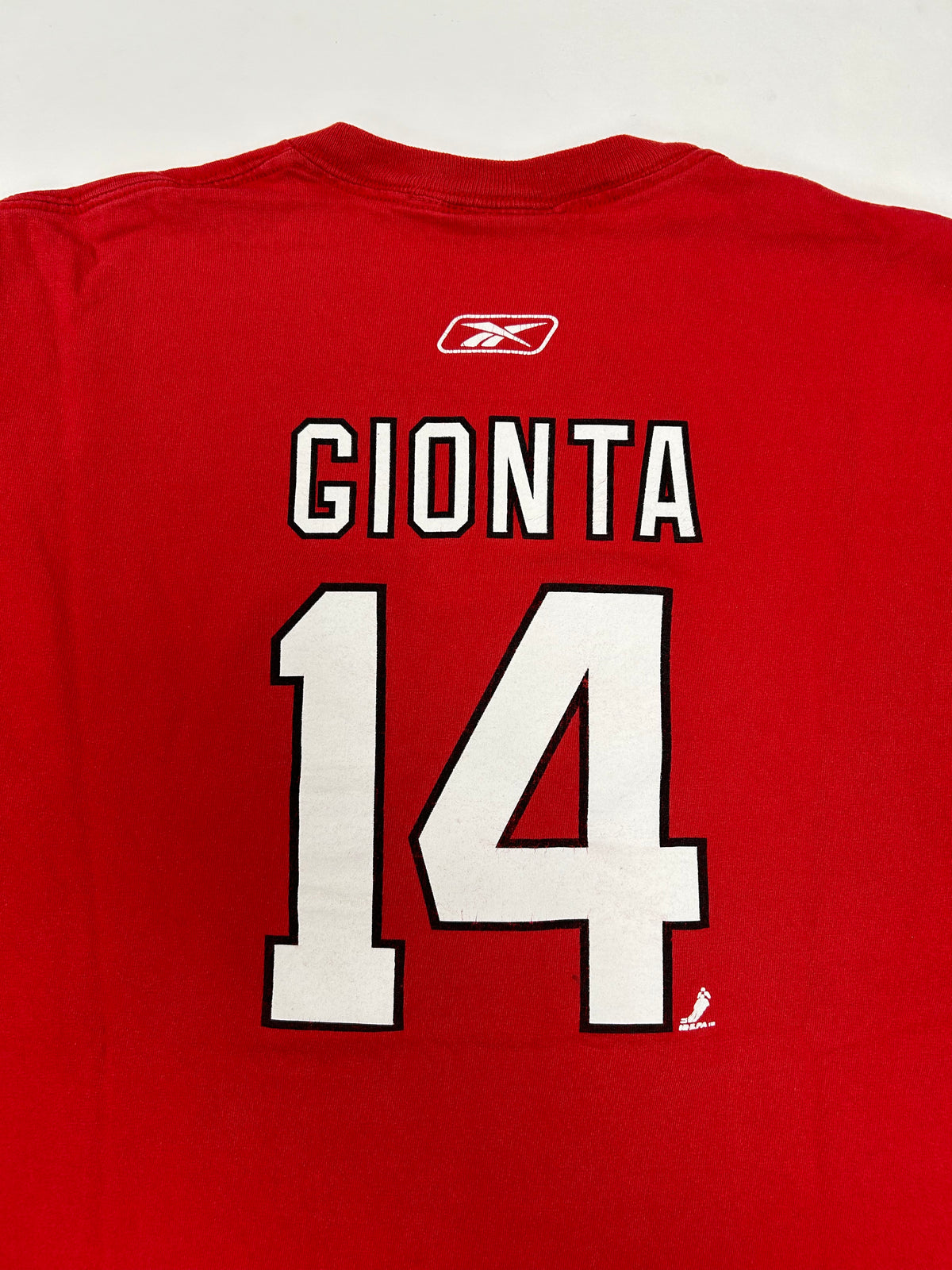 Vintage 2000s Reebok New Jersey Devils Brian Gionta #14 NHL Player Tee Small/Medium Fit 19.25x27 Inches As Is