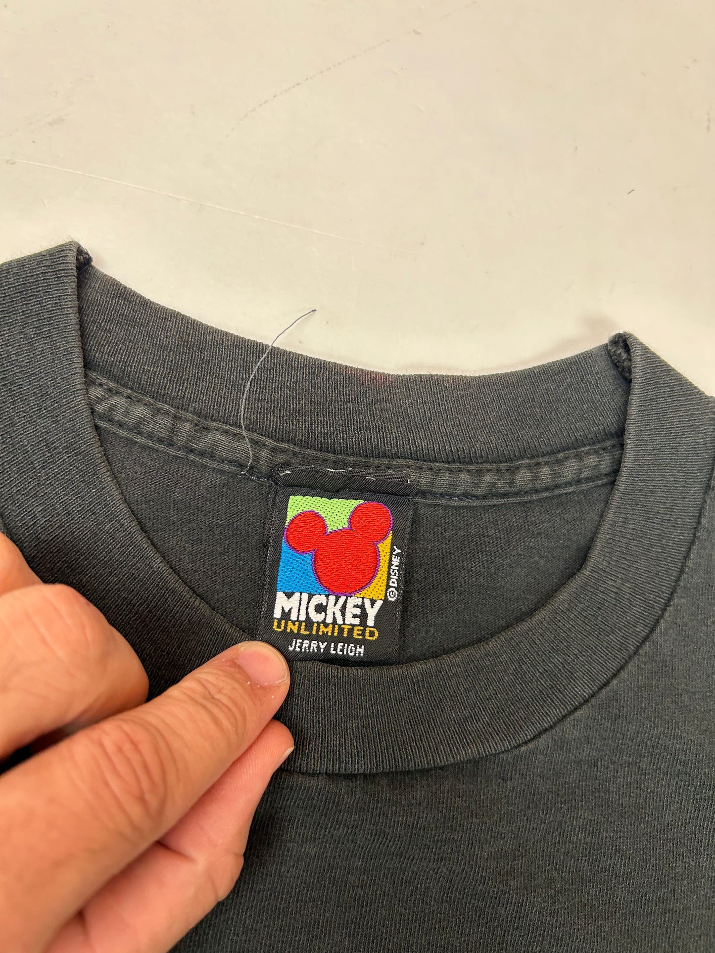 Vintage Mickey Unlimted Jerry Leigh Mickey Mouse Sketch Drawing Tee Worn In Faded As Is Fits XL 24.25x28 Inches