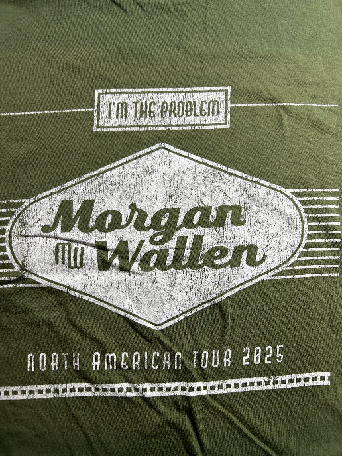 Morgan Wallen "I'm The Problem" 2025 North American Tour Music Tee Medium 19.25x26.25 Inches Green