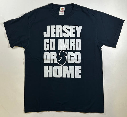 Vintage 2000s Jersey Go Hard Or Go Home Jersey Shore Style Tee Large 21.5x29.5 Inches