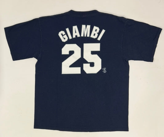 Vintage Majestic New York Yankees Jason Giambi #25 MLB Players Tee Big XL Fit 24.75x31 Inches