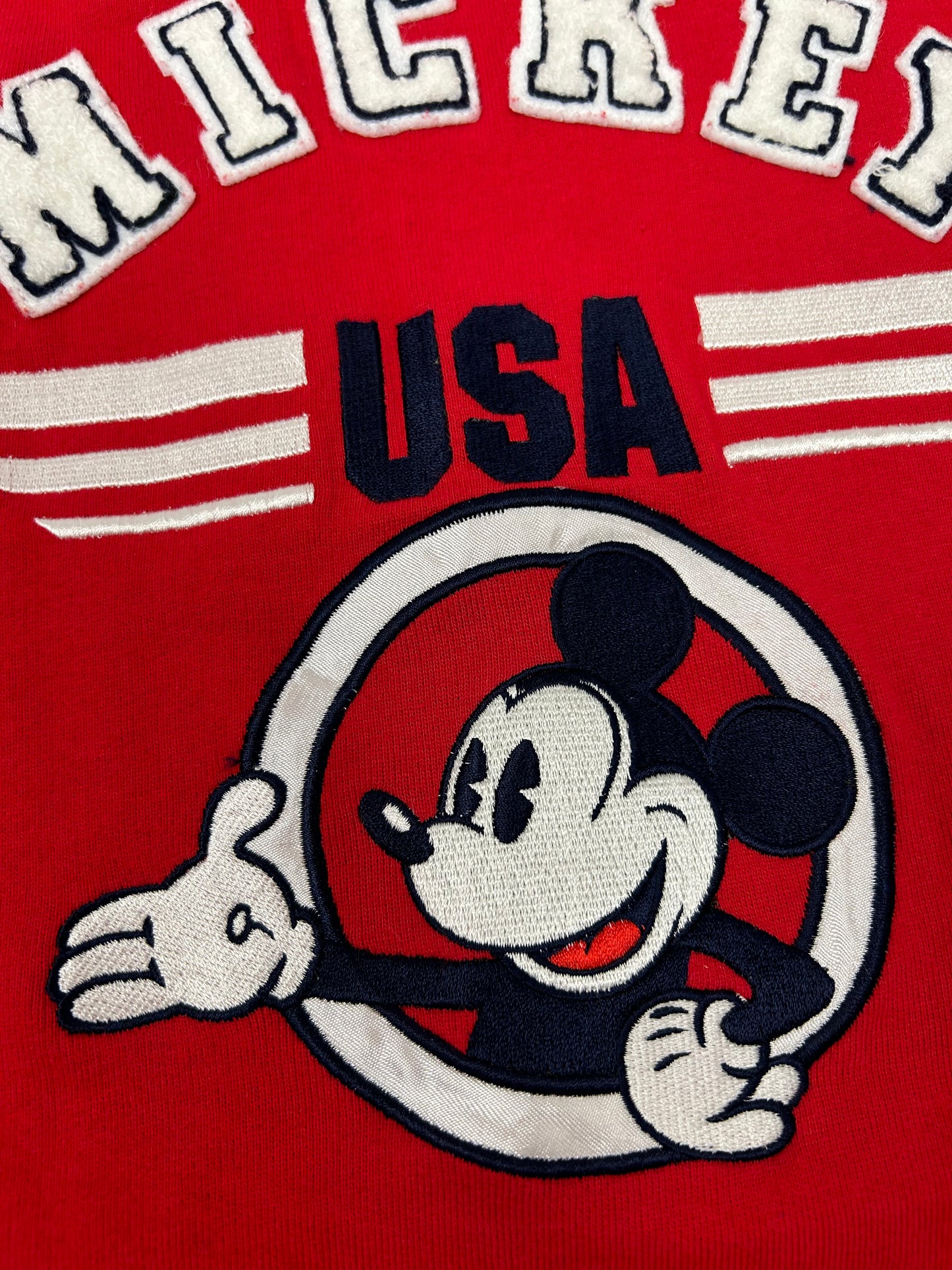 Vintage Mickey Mouse Disney Originals Mickey USA Pullover L/XL 24.75x30/31.5 90s