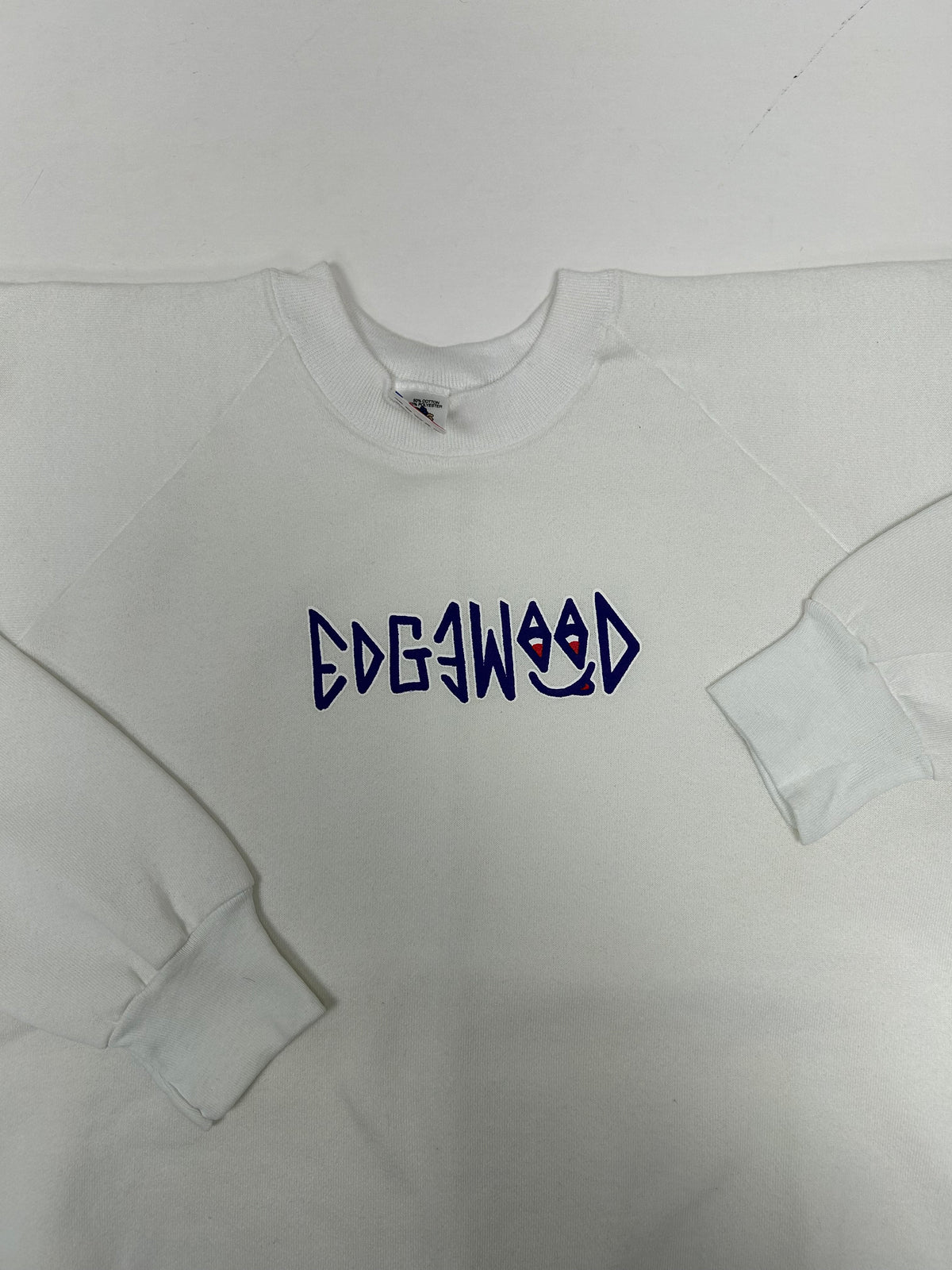 Edgewood NJ first edition “Deeper Than The Roots.” Crewneck Sweatshirt Tagged XL Can Fit Large 23.75x28 Inches Ragland Fruit Of The Loom White