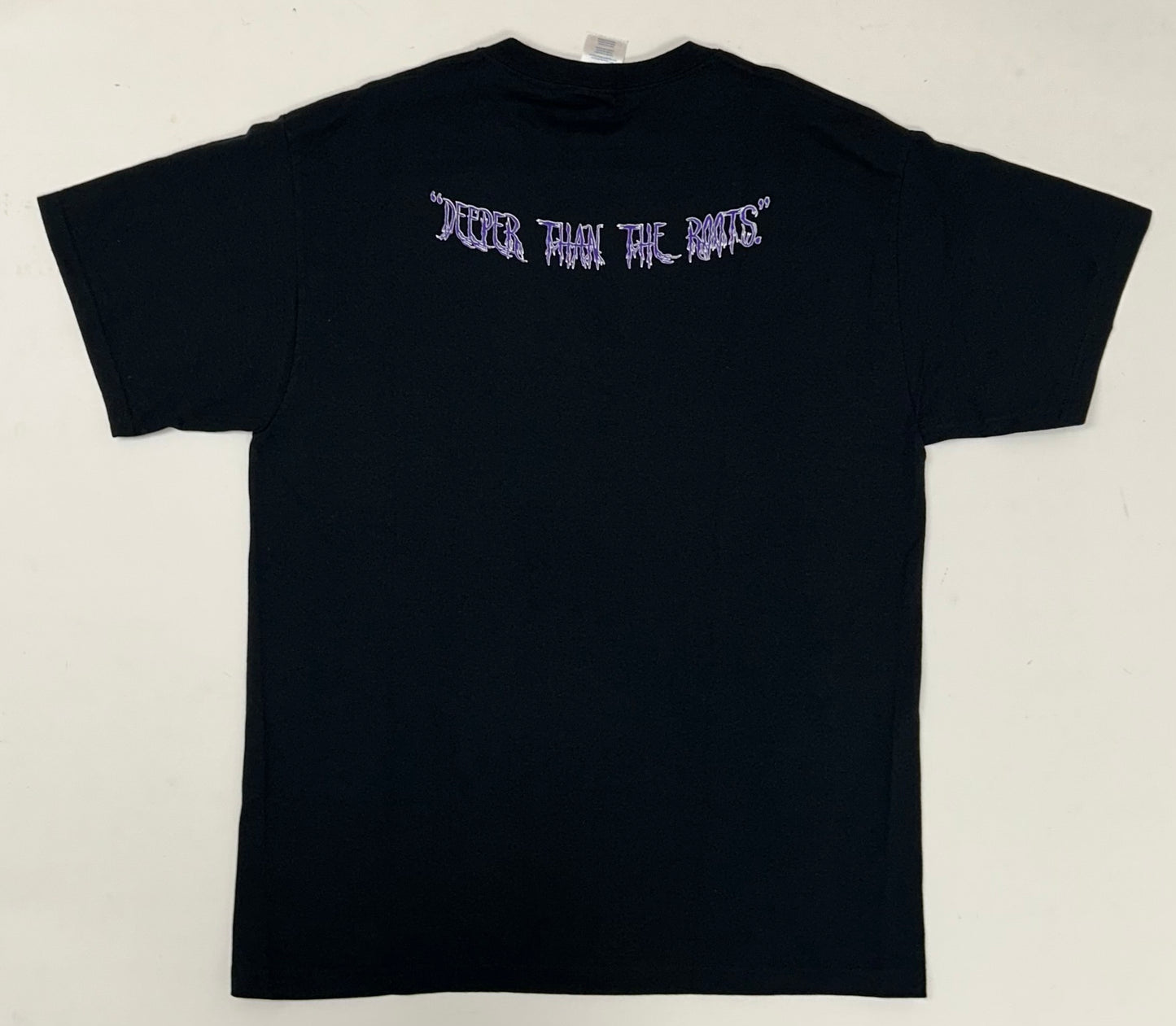 Edgewood NJ first edition “Deeper Than The Roots.” Tee Large 21x28.5 Inches 00s Jerzees 50/50 Blend Made In El Salvador Black