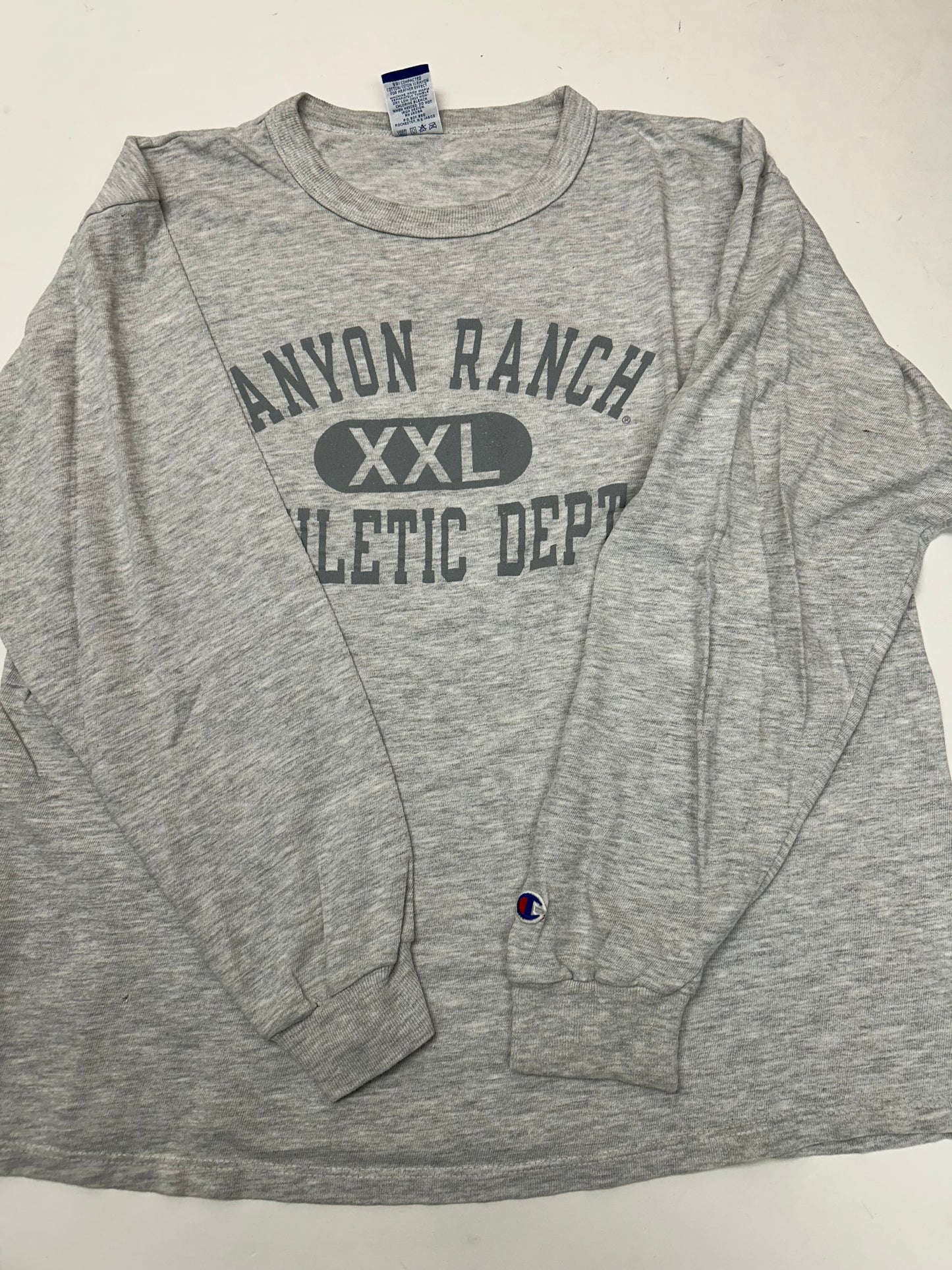 Vintage 90s Canyon Ranch Athletic Dept. Champion Long Sleeve Tee Gray Large 22.5x26.5 Inches