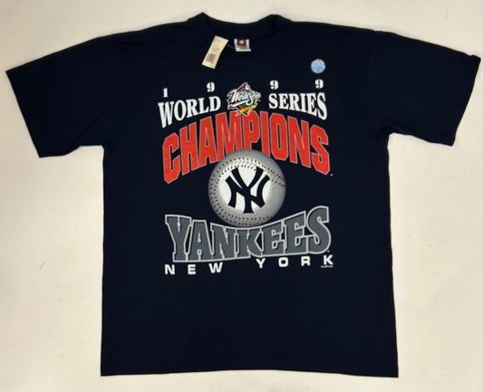 Vintage 1999 New York Yankees MLB World Series Champions Tee Brand New Old Stock With Tag XL 25.25x31.5 Inches
