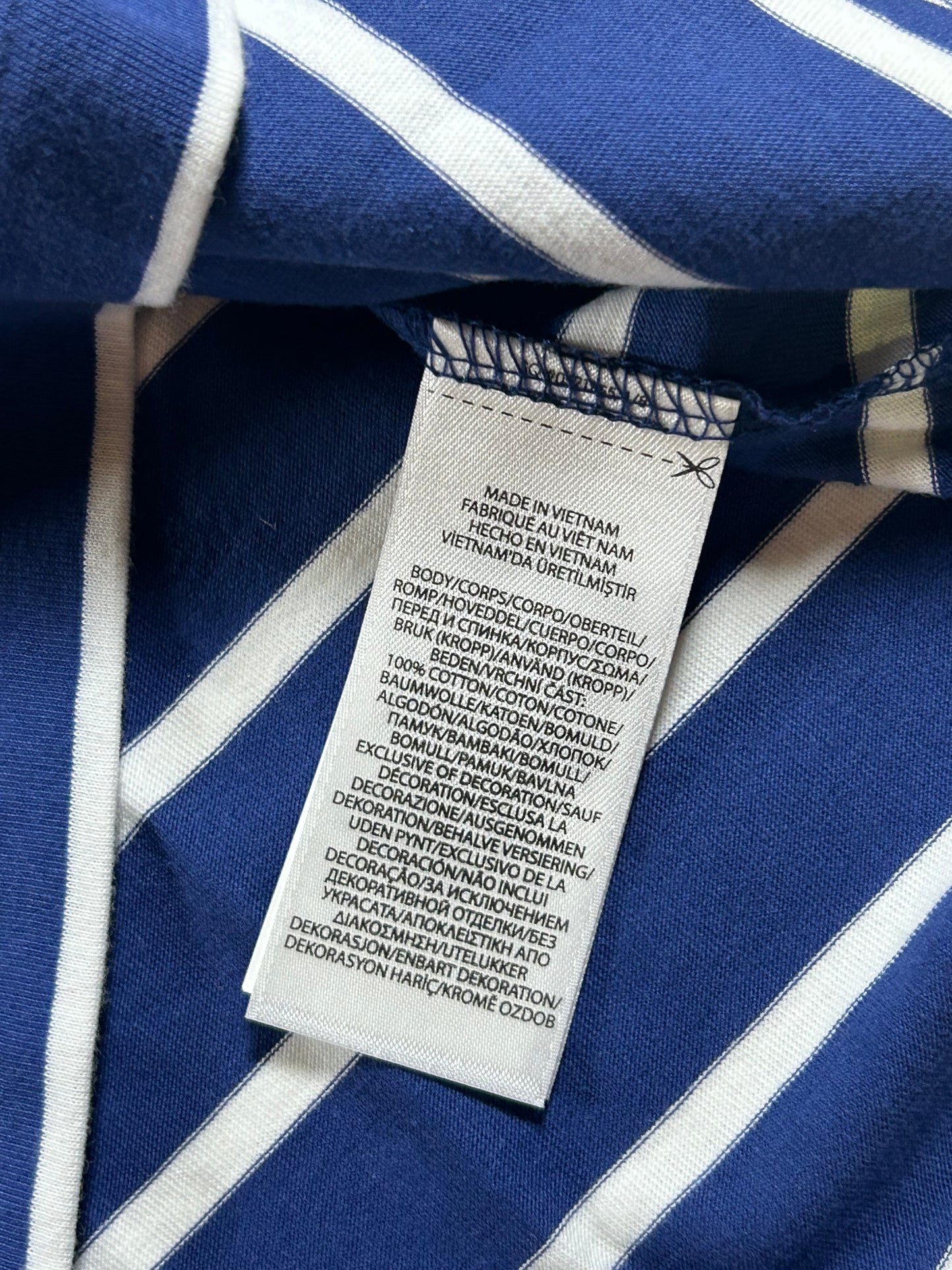 Polo Ralph Lauren T-shirt Custom Slim Blue White Pony Striped Short Sleeve Medium 19.75x27 Inches