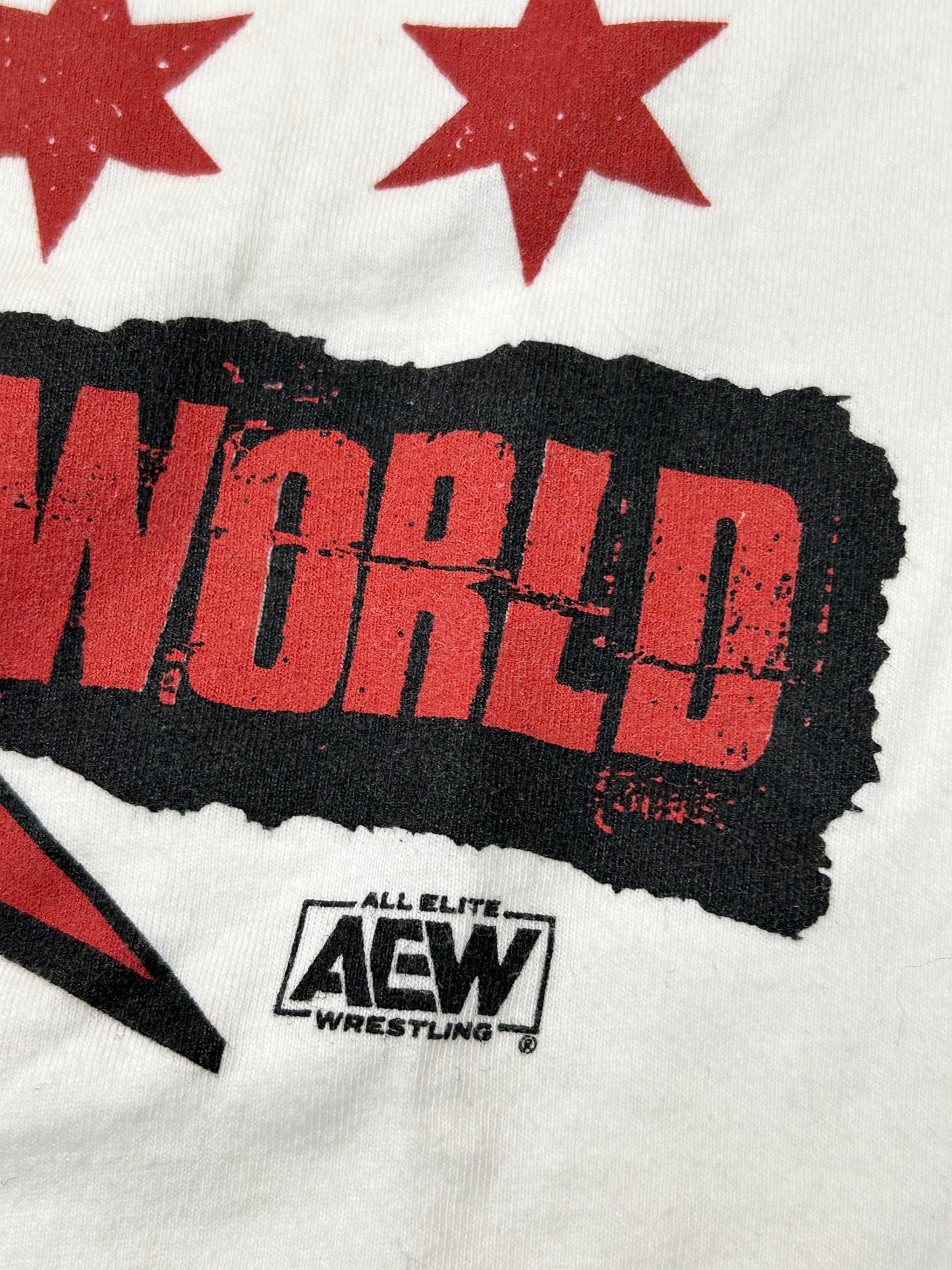 CM Punk T-Shirt Men's White AEW Wrestling “Best in the World” Ringer Tee Medium 19.75x28.25 Inches