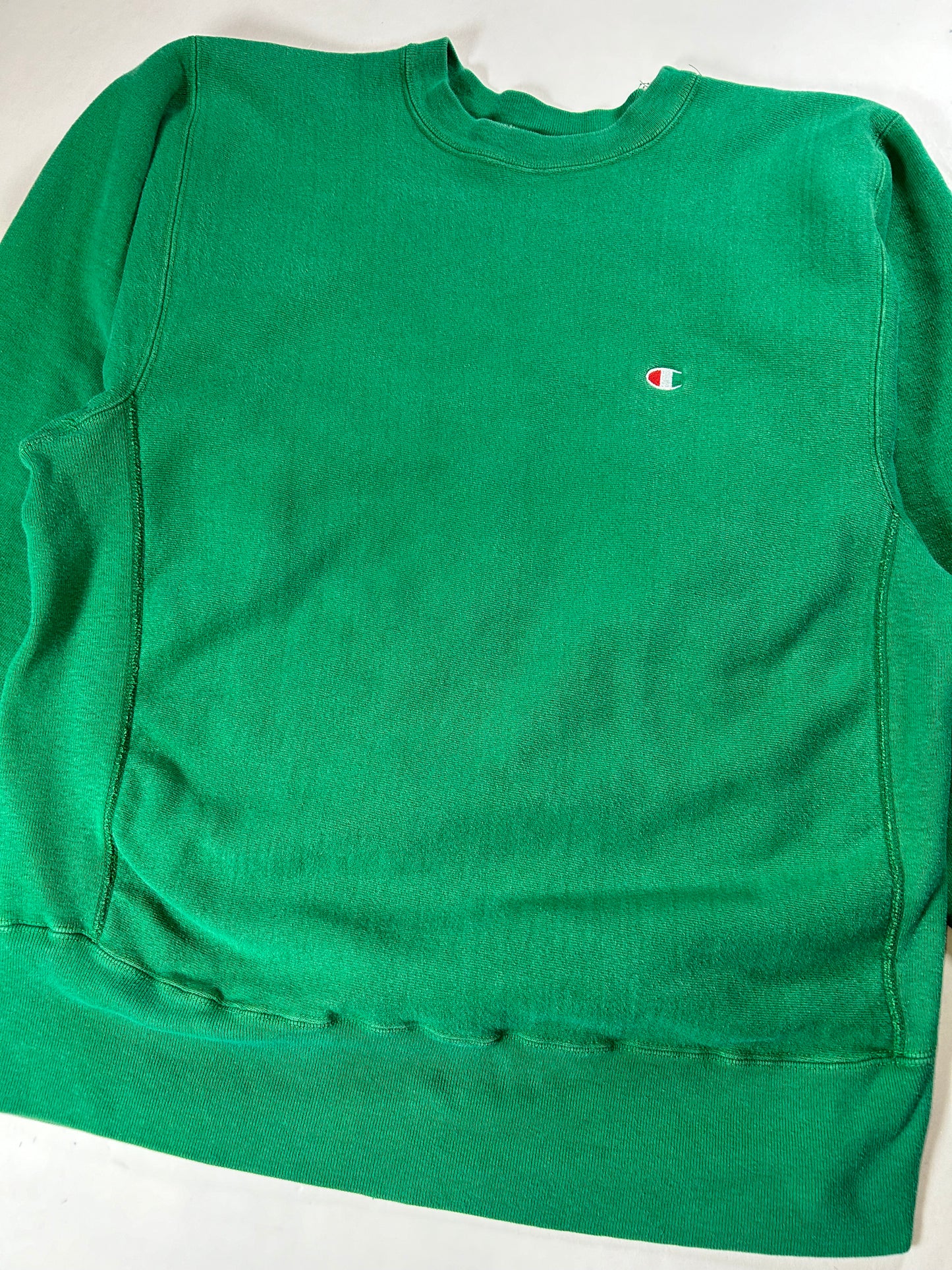Vintage 80s Champion Reverse Weave Kelley Green Crewneck Sweatshirt 22.25x28.25 Inches Mediumish Fit
