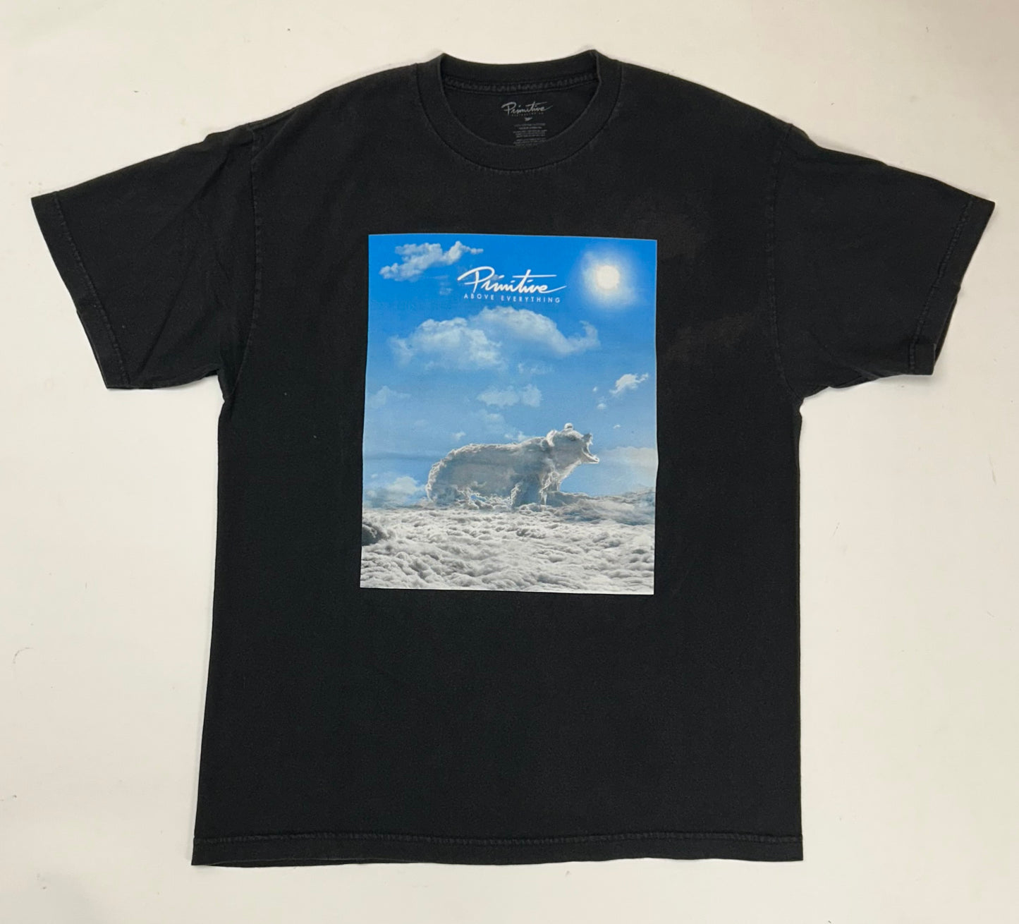 Primitive Skateboards Primitive Above Everything Bear Clouds Graphic Tee Large 21.5x28.75 Inches Black As Is
