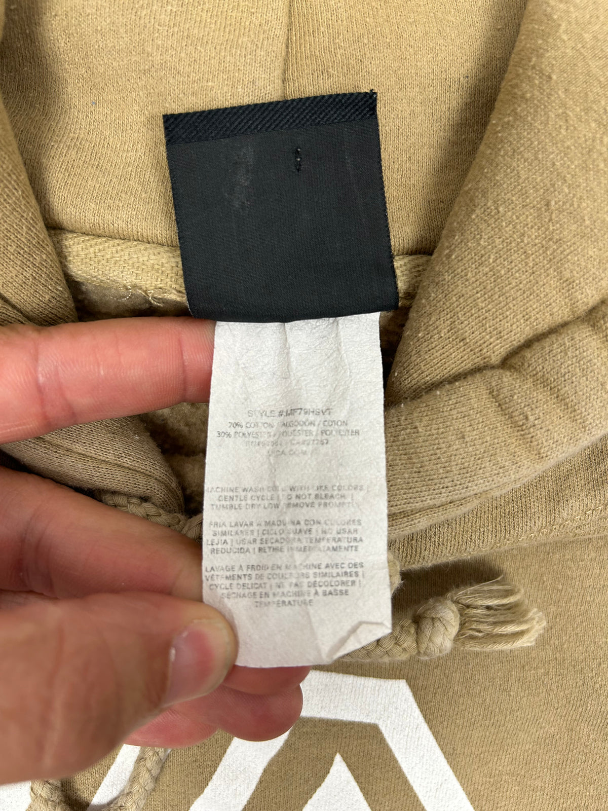 RVCA VA Hoodie Sweatshirt Hooded Tan Medium 22.75x26.25 Inches