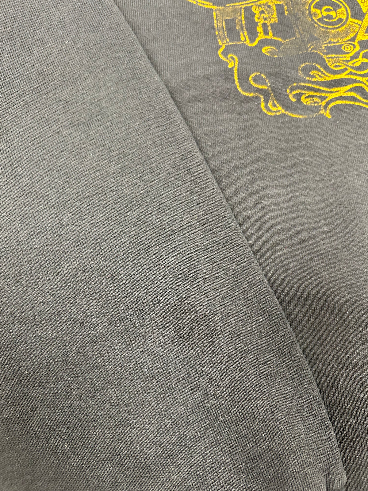 Vintage All Model Harley Specialist Fire Brand Warrington England Crewneck Sweatshirt Chopped Collar M/L Fit 22.75x27 Inches As Is Faded & Worn In