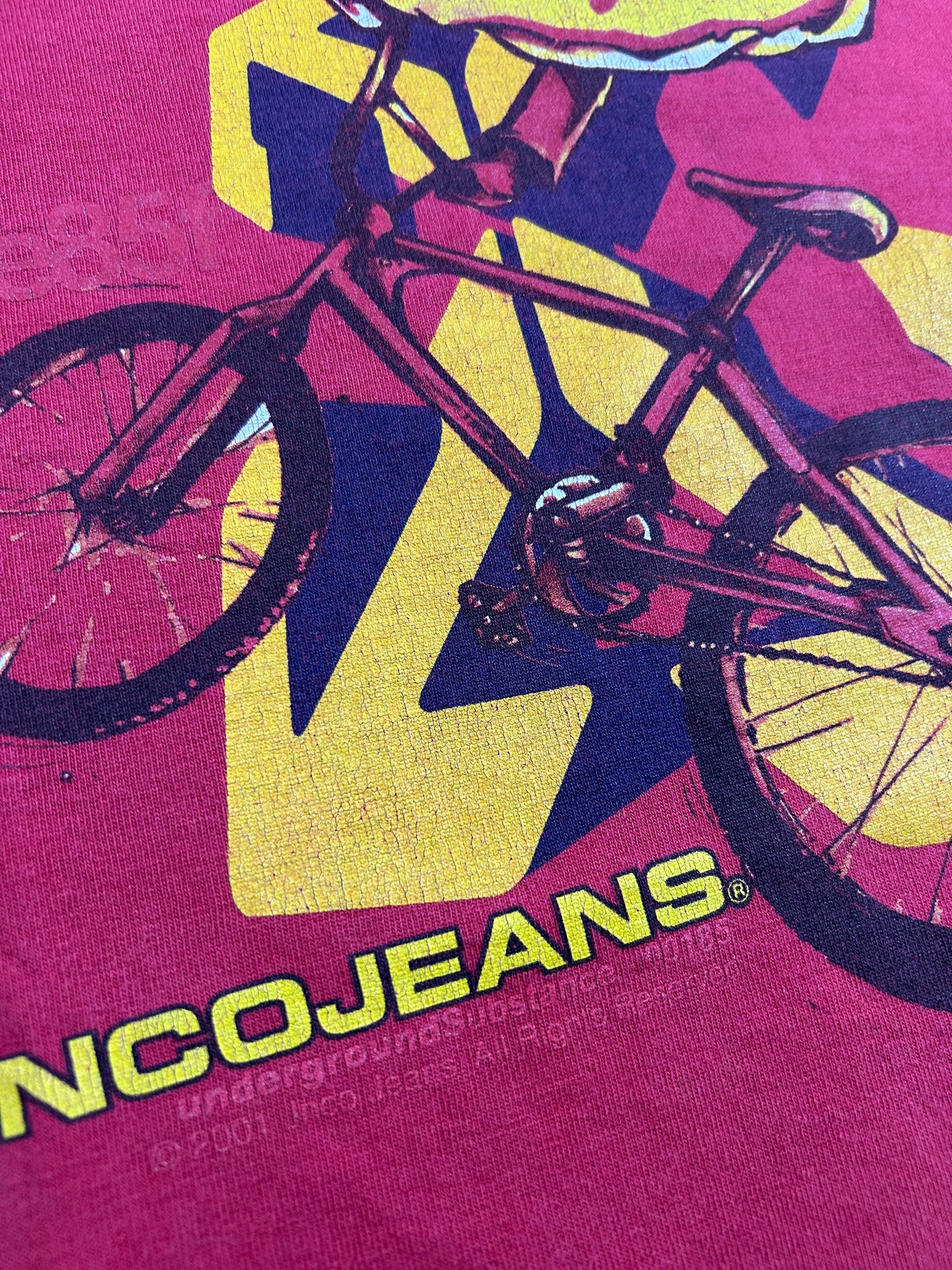 Vintage JNCO Jeans E85f BMX Bike Underground Substance 2001 Tee As Is Worn Has Wear & Marks XL 23.5x30.25 Inches