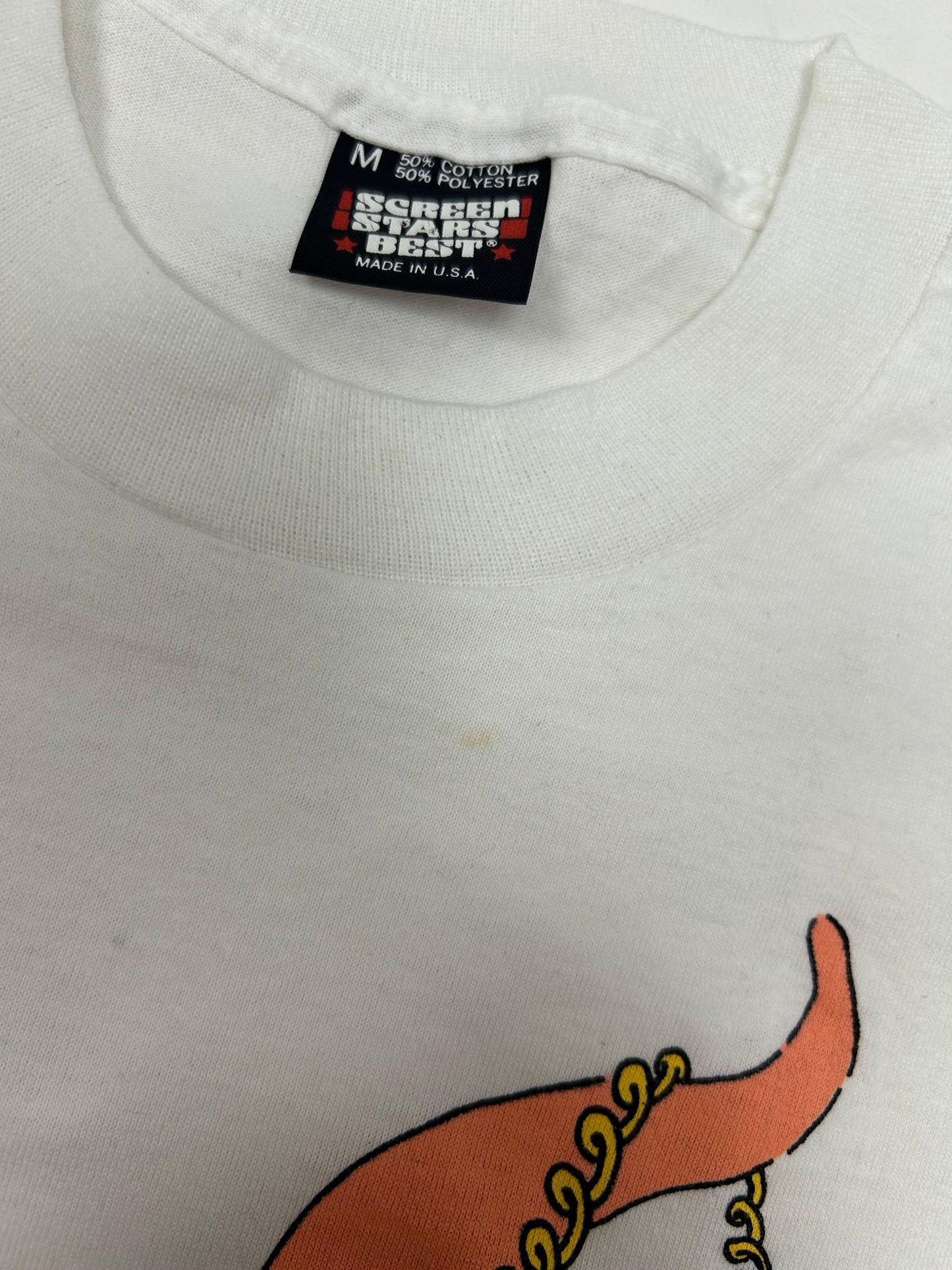 Vintage 1987 Talking Tops Saurus Phonasaurus Saurus Gang Tee Small Fit 18.25x26.75 Inches As Is