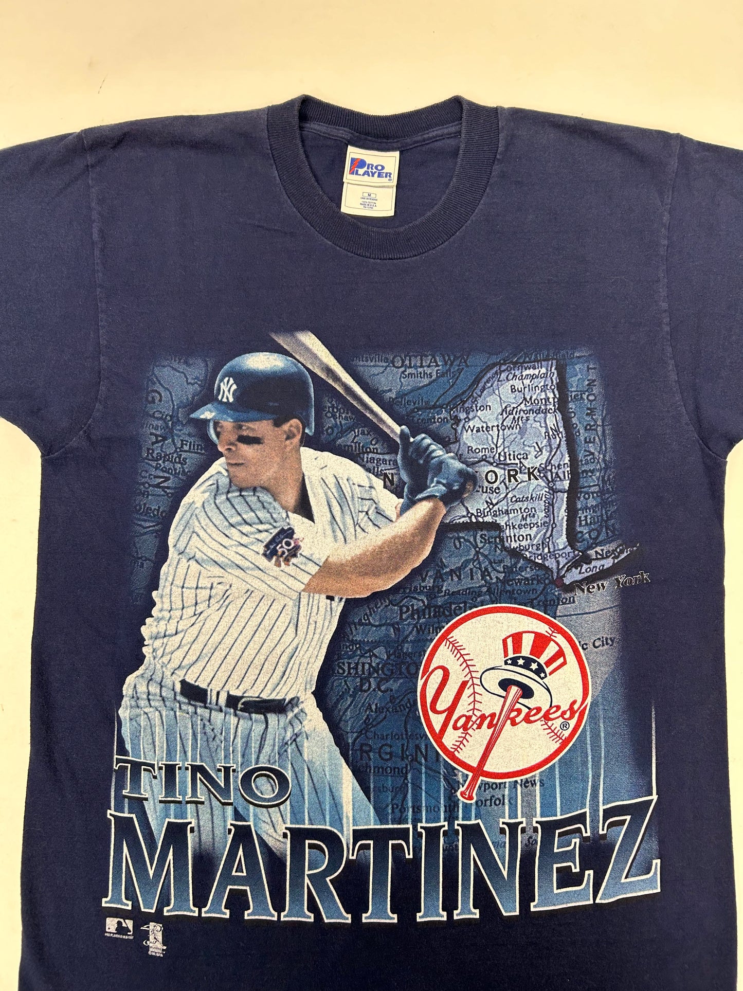 Vintage 90s Pro Player Tino Martinez New York Yankees MLB Baseball Tee Medium 19.5x28.5 Inches