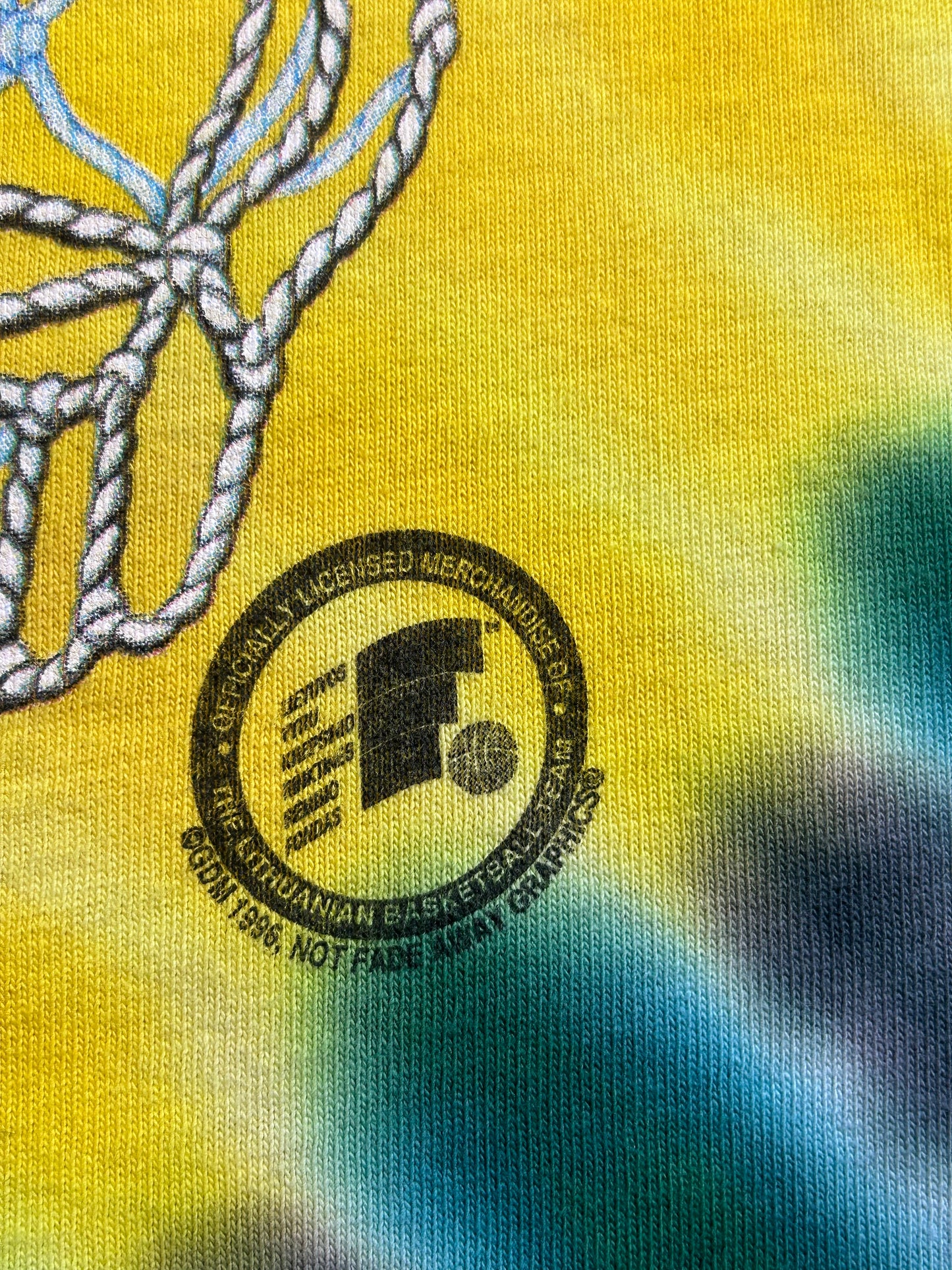 Vintage 1996 Grateful Dead Lithuania Basketball Team Tie Dye Tee USA Large 22.25x29.5 Inches