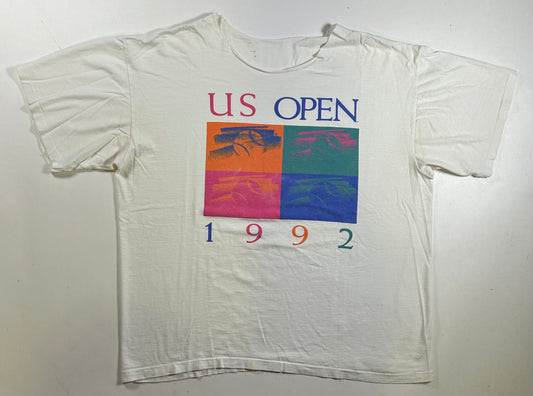 Vintage 1992 US Open Tennis Chopped Tee XL 24x27.25 Inches As Is Has Marks & Wear
