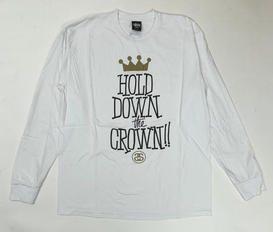 Vintage 00s Stüssy Hold Down The Crown Long Sleeve Tee Large 21x28 Inches