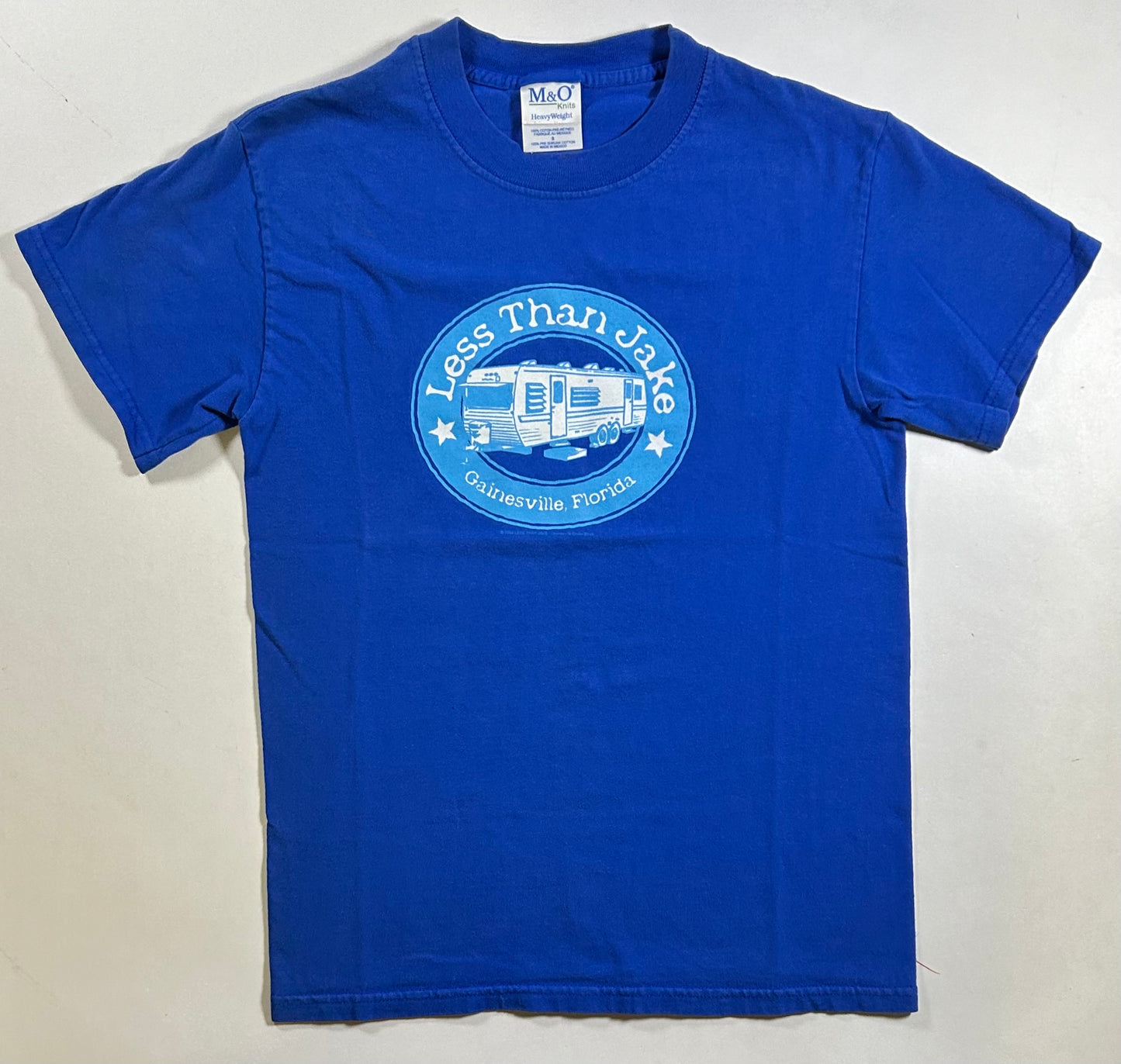 Vintage 2002 Less Than Jake Trailer Motor Home Gainesville Florida Band Tee Small 17.75x25.75 Inches Blue