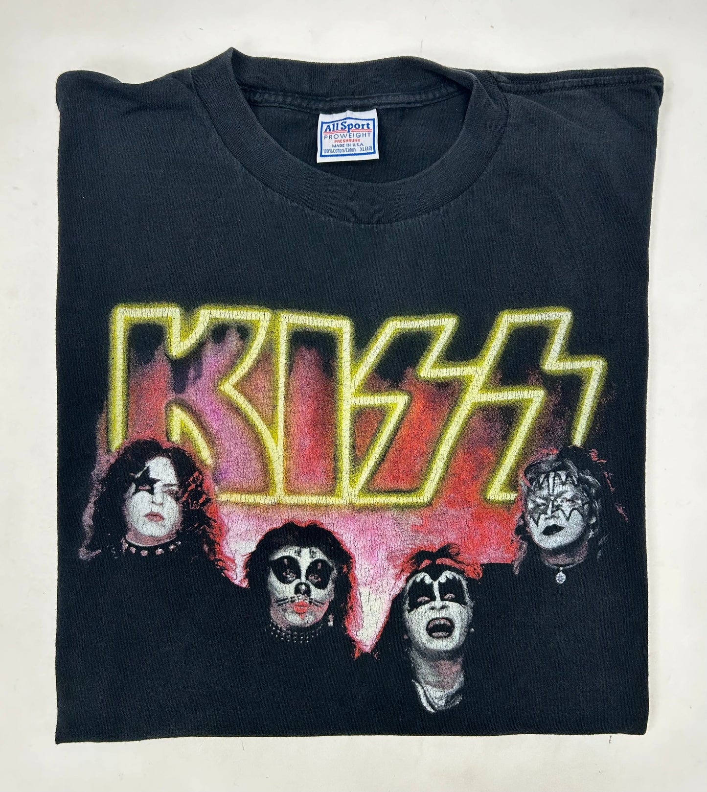 Vintage 90s KISS Army Depot T-Shirt KISS Faces Single Stitch Metal Band Rock XL