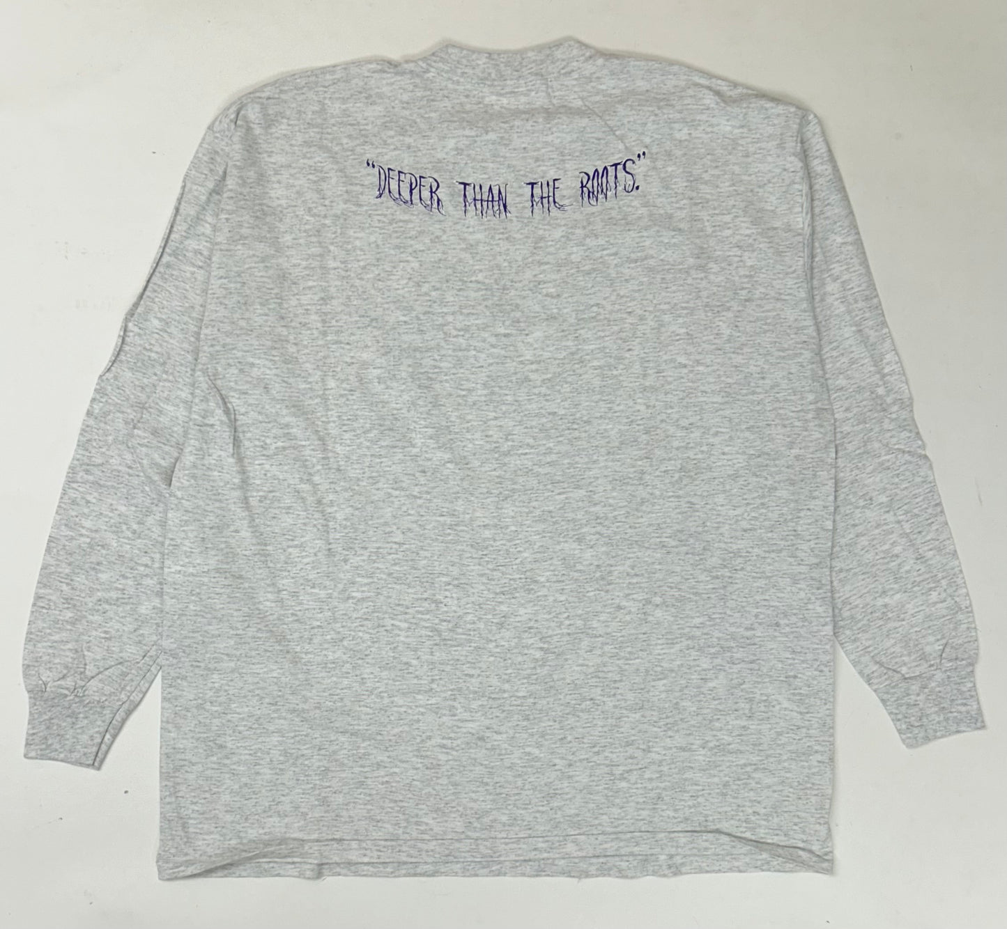 Edgewood NJ first edition “Deeper Than The Roots.” Long Sleeve Tee 2XL Allsport Tag 100% Cotton Made In USA Heather Gray