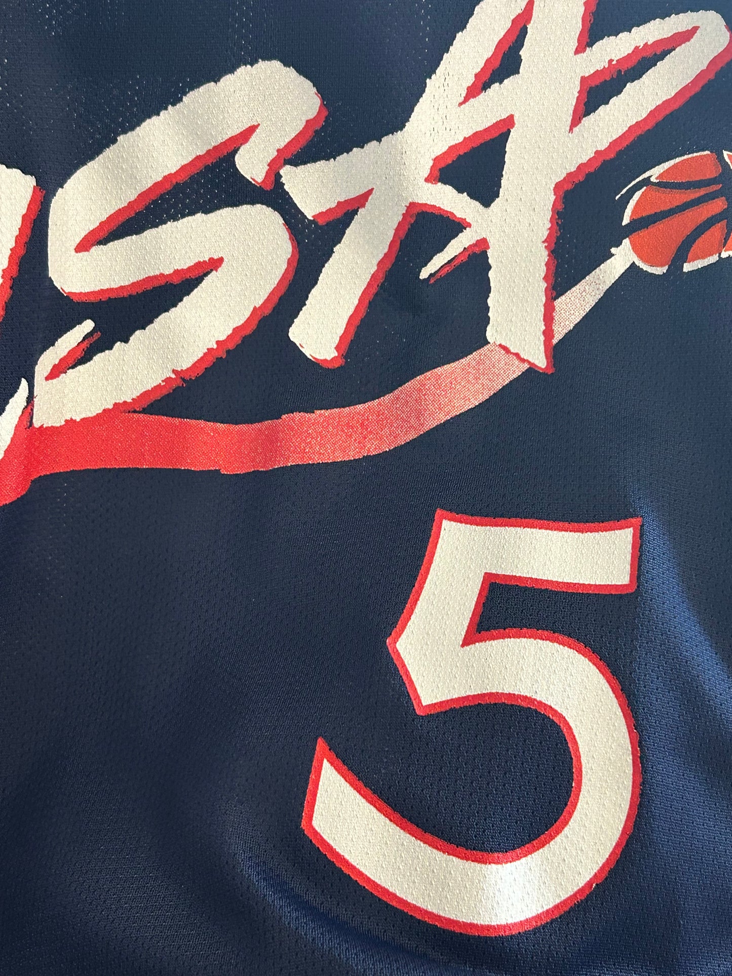 Vintage 90s Champion Team USA Grant Hill #5 Men’s Basketball Jersey Adult Small 36 17.25x27.75 Inches