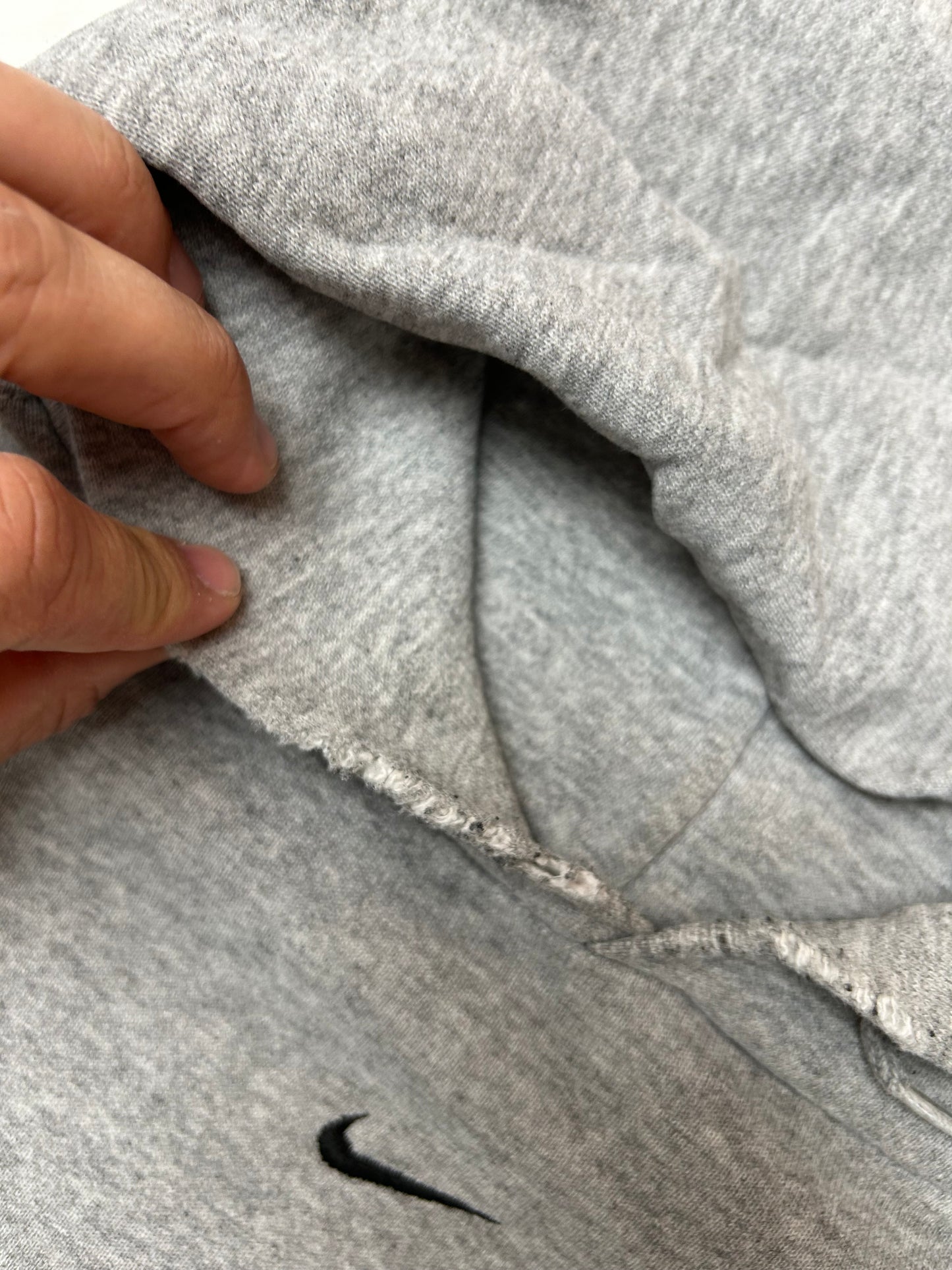 Vintage 90s Nike Center Swoosh Embroidered Logo Hooded Sweatshirt Worn In XL 27.25x28.25 Inches As Is